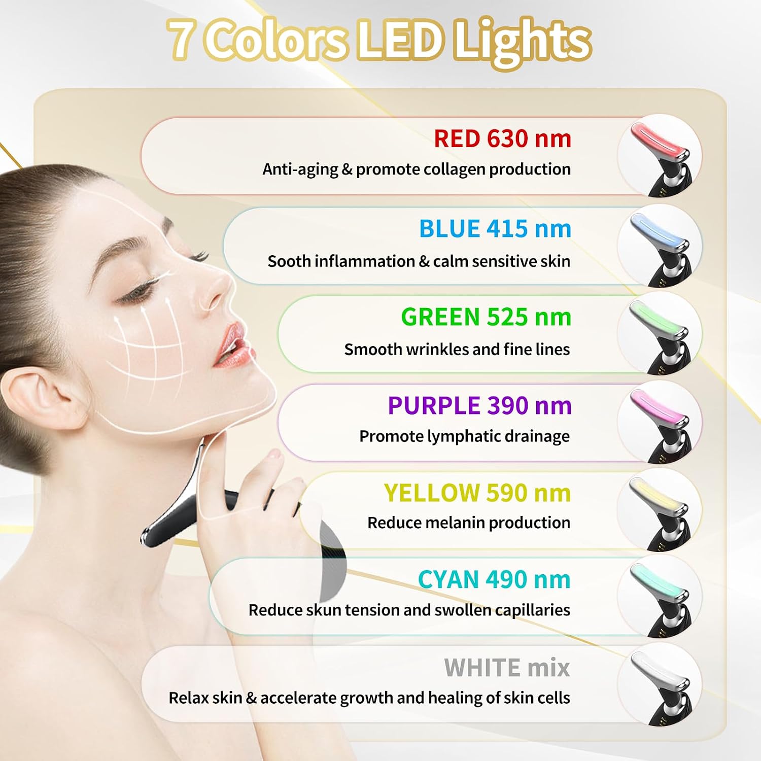 DISPOSITIVO PORTÁTIL PARA BELLEZA FACIAL LYNDOPS 7 COLORES NEGRO BRILLANTE - 3