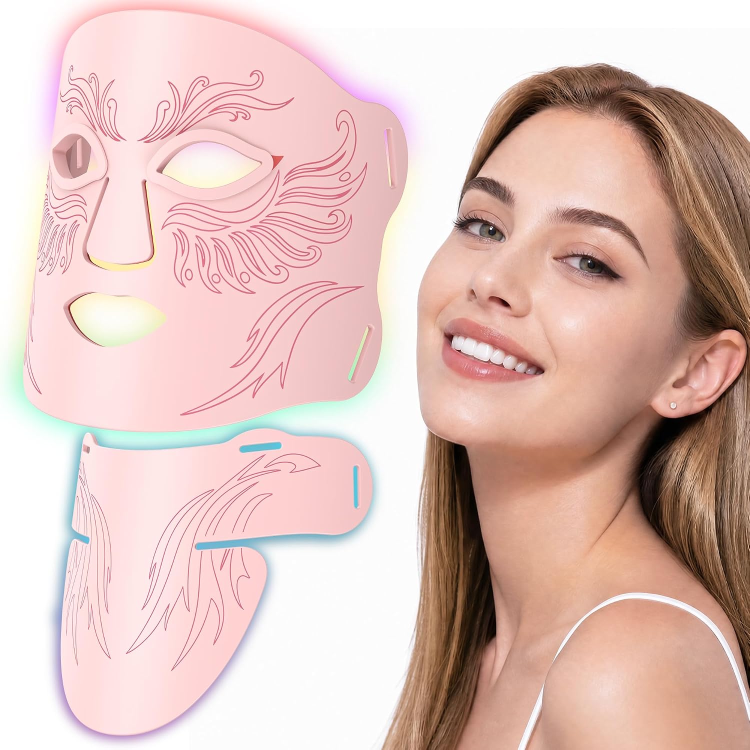 MÁSCARA DE TERAPIA DE LUZ ROJA QYNERA M09 850NM NIR RECARGABLE ROSA - 1
