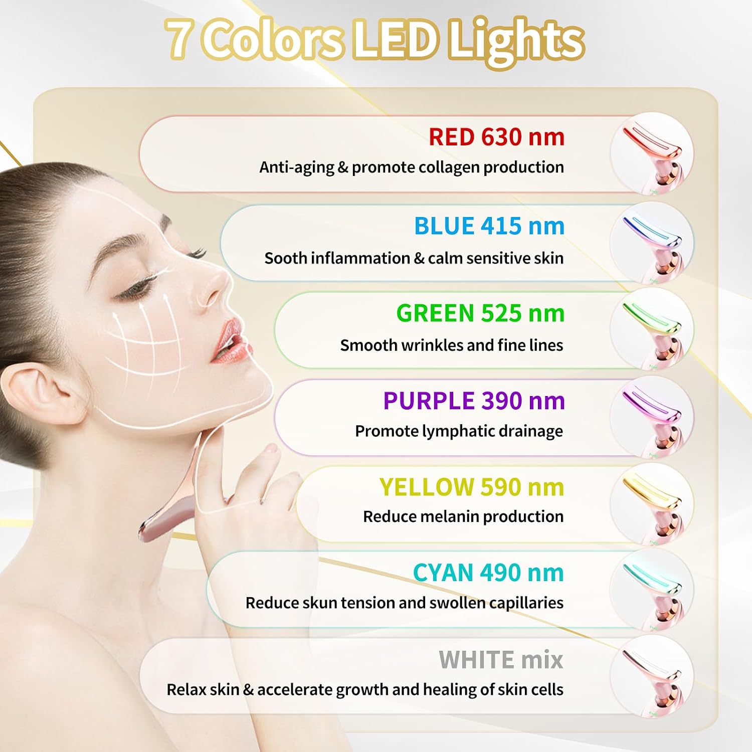 DISPOSITIVO DE TERAPIA DE LUZ FACIAL LYNDOPS 7 COLORES ROSA BRILLANTE - 3