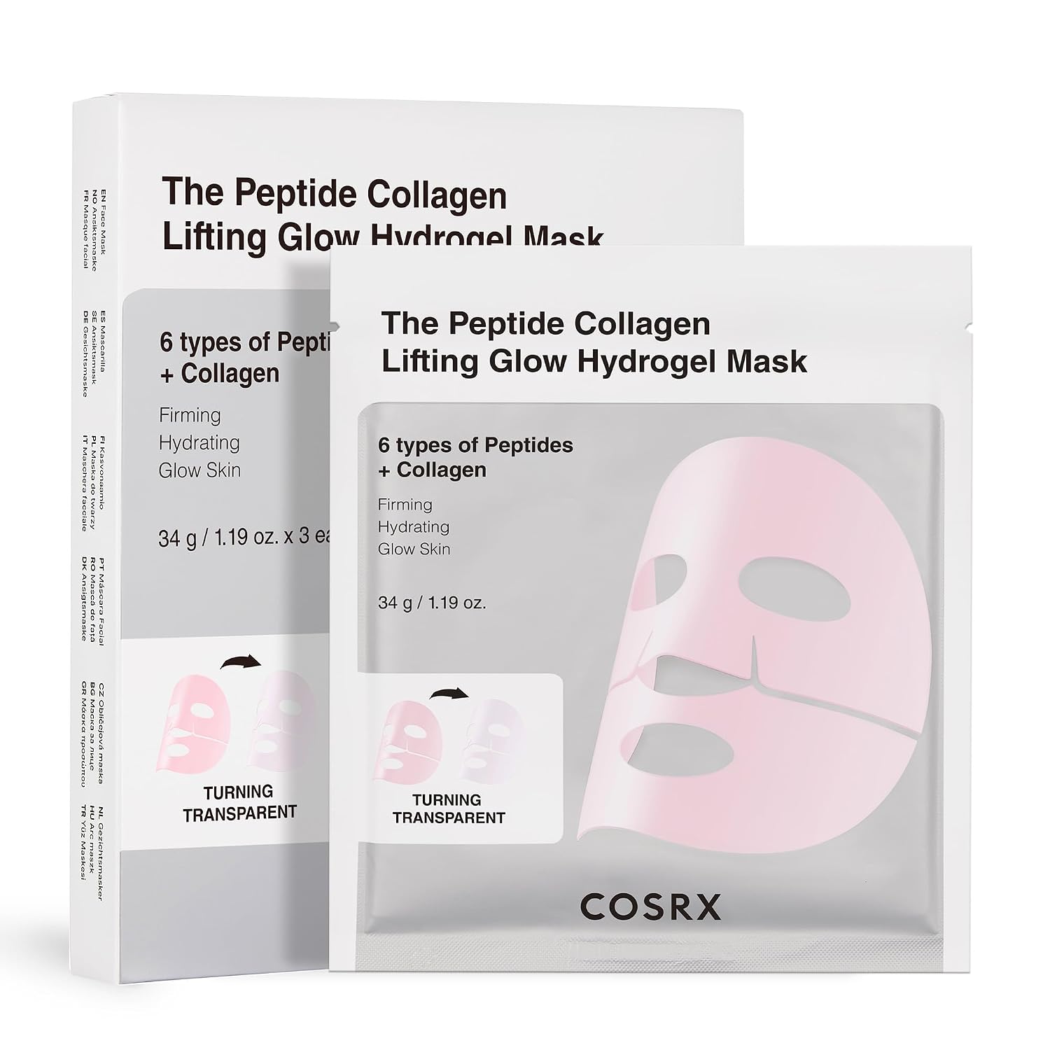 MASCARILLA FACIAL COSRX PINK PEPTIDES COLLAGEN LIFTING GLOW HYDROGEL 3 UNIDADES - 1