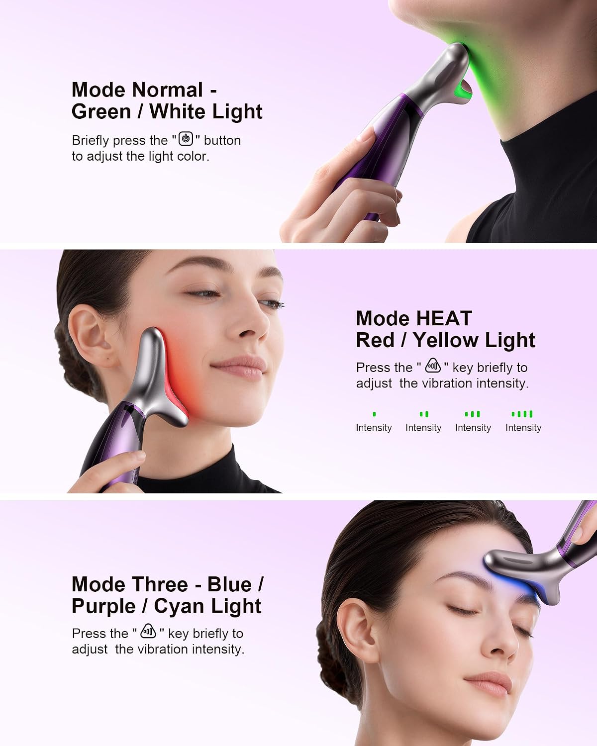 MASAJEADOR FACIAL PEDETE CON TERAPIA DE LUZ ROJA 7 COLORES PARA ROSTRO Y CUELLO - 2