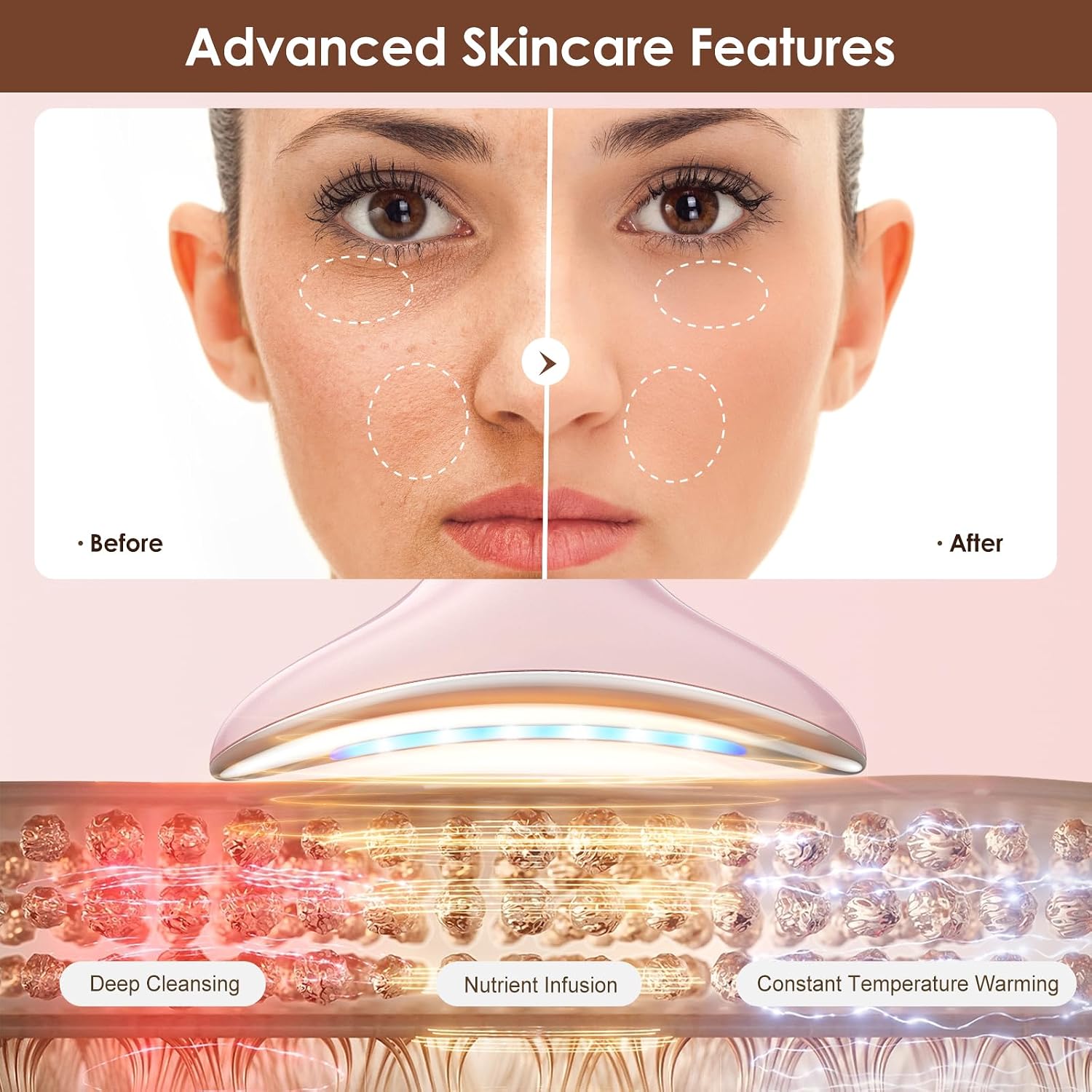 MASAJEADOR FACIAL Y DE OJOS RNAIX CON CABEZAS DOBLES Y CALOR CONSTANTE - 5