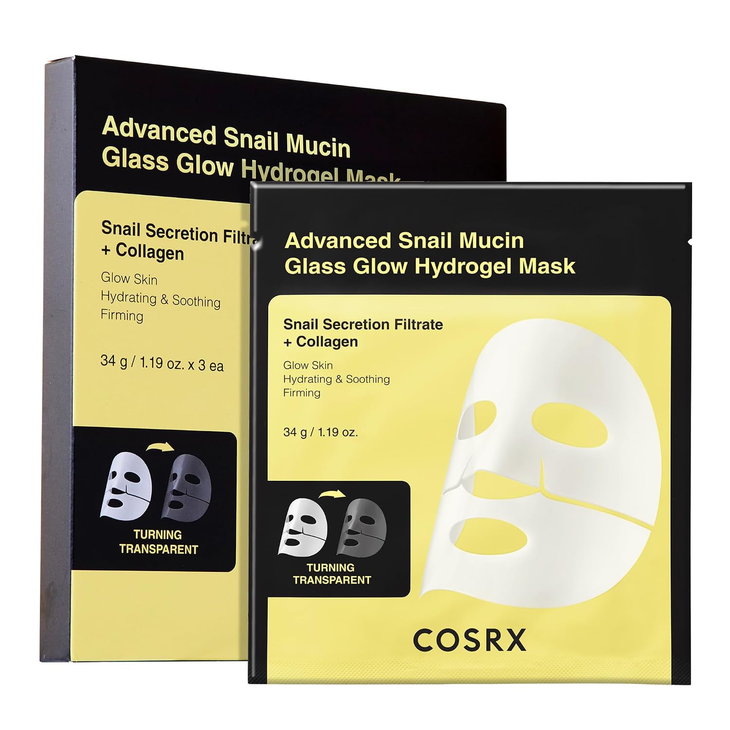 MASCARILLA FACIAL COSRX ADVANCED SNAIL MUCIN GLASS GLOW HYDROGEL 3 UNIDADES - 1