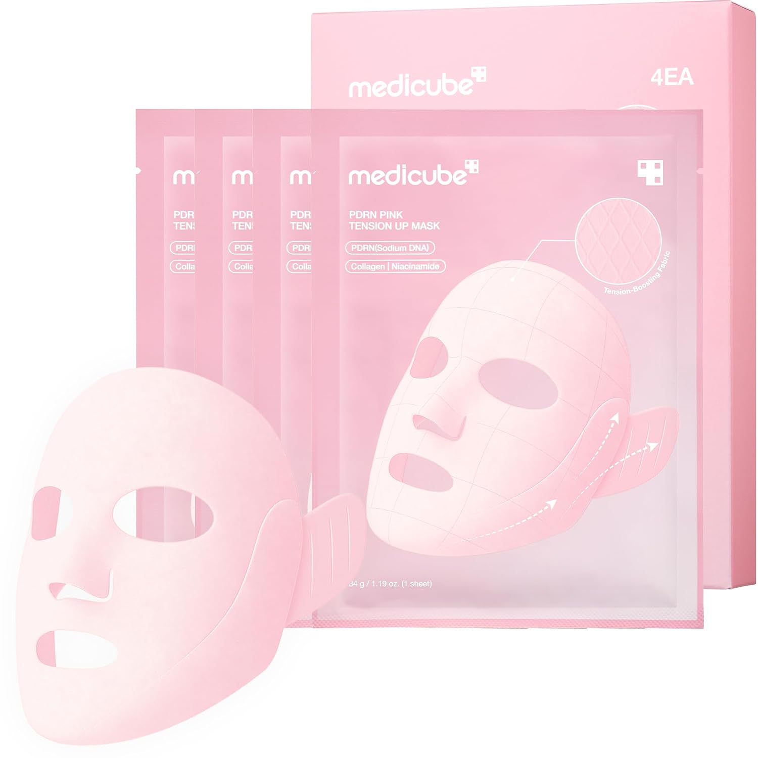 MASCARILLA FACIAL MEDICUBE PDRN PINK TENSION UP 3 PASOS PACK 2 - 5