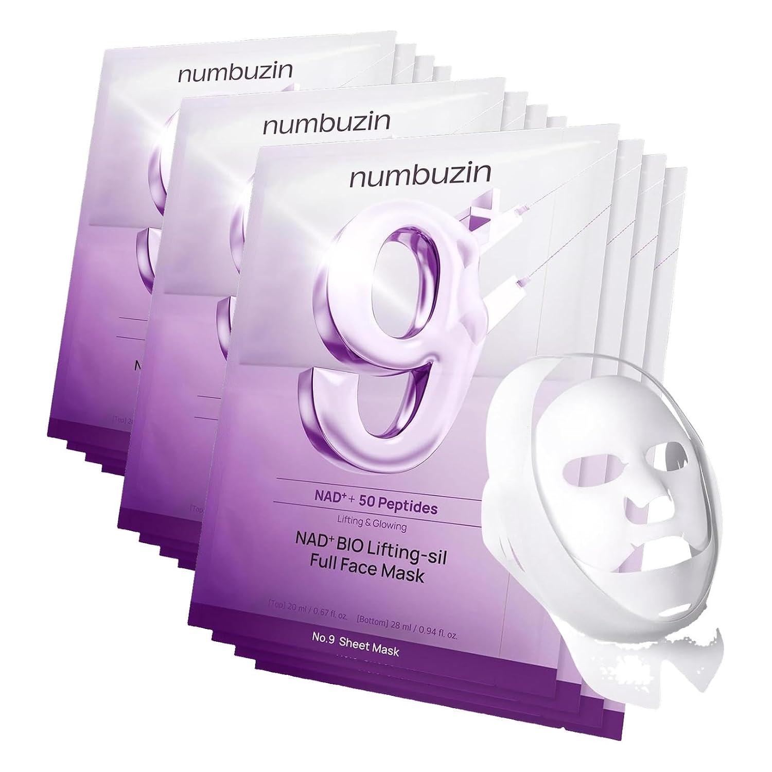 MASCARILLA FACIAL NUMBUZIN NO.9+ NAD+ BIO LIFTING FULL FACE PACK DE 3 - 1