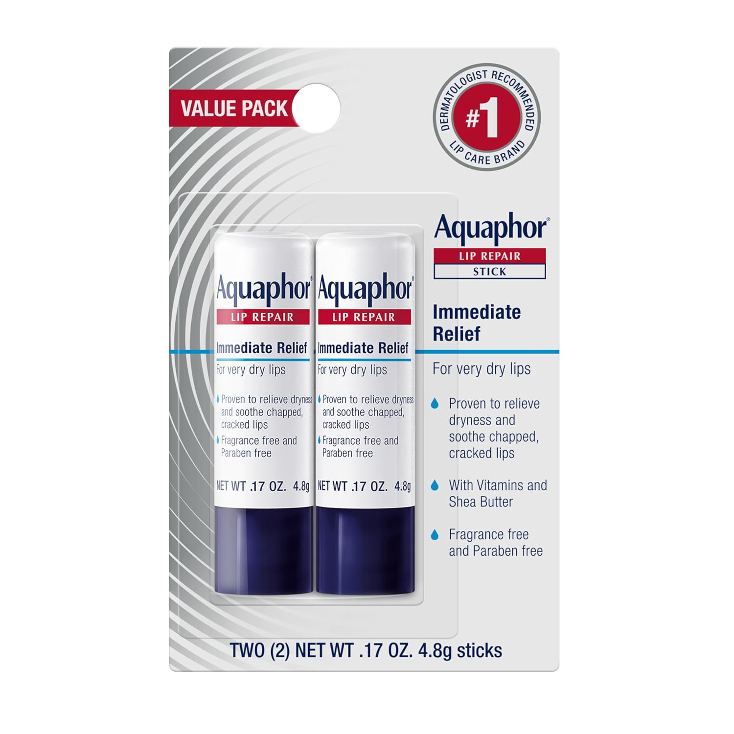 BÁLSAMO LABIAL AQUAPHOR LIP REPAIR STICK PACK 2 X 0.17 OZ - 1