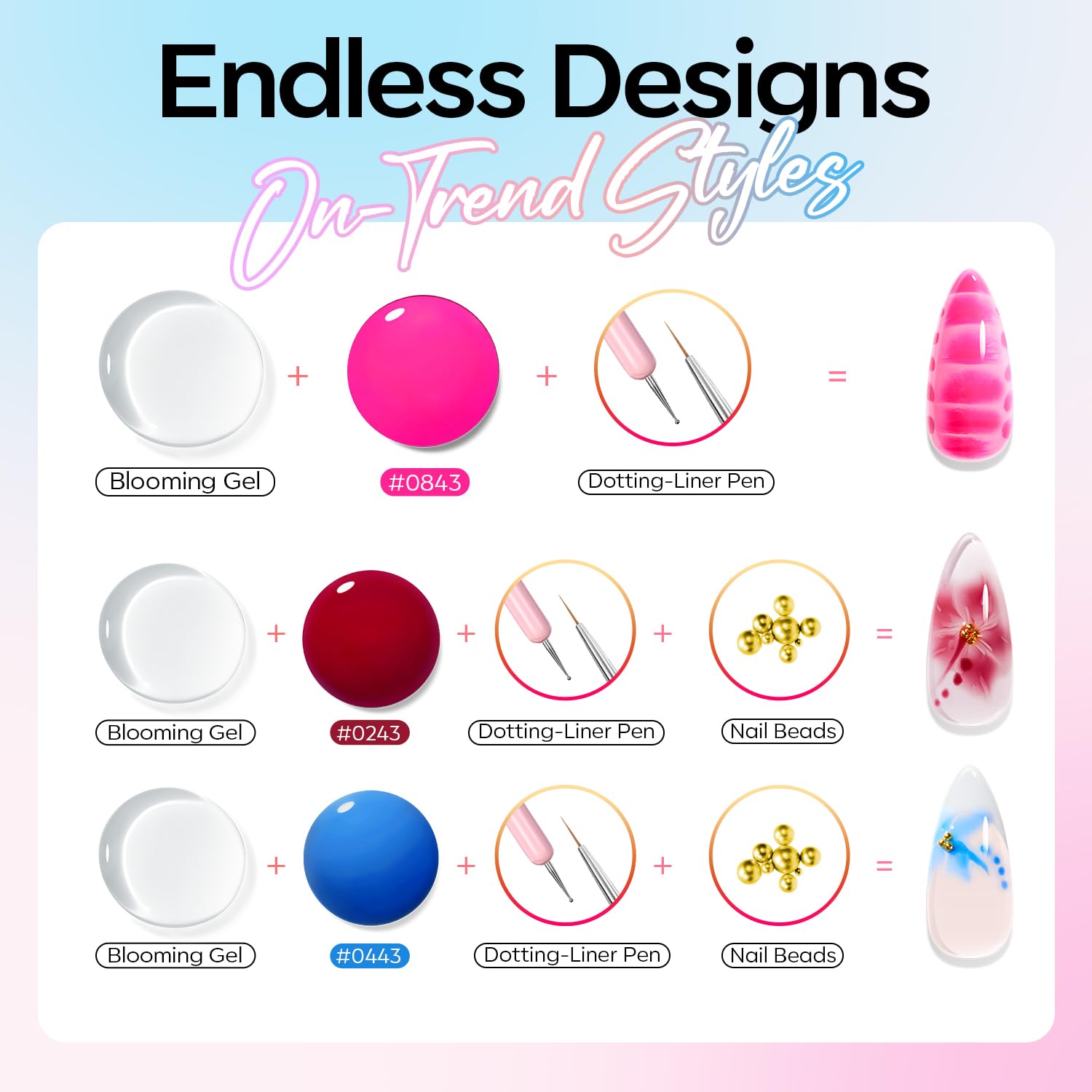 SET DE ESMALTES EN GEL MODELONES 6 COLORES JELLY NUDE BURDEOS ROSA FUCSIA AZUL - 5