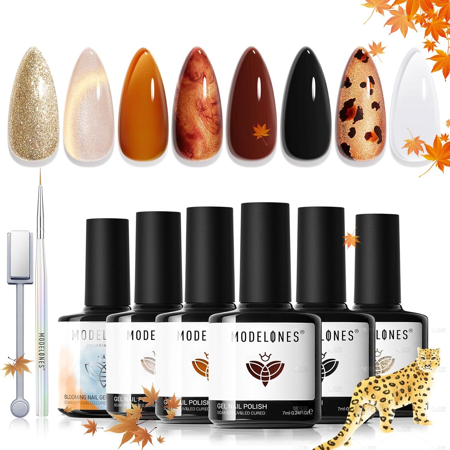 ESMALTES EN GEL MODELONES CAT EYE SET 6 COLORES NEGRO NUDE MARRÓN - 1