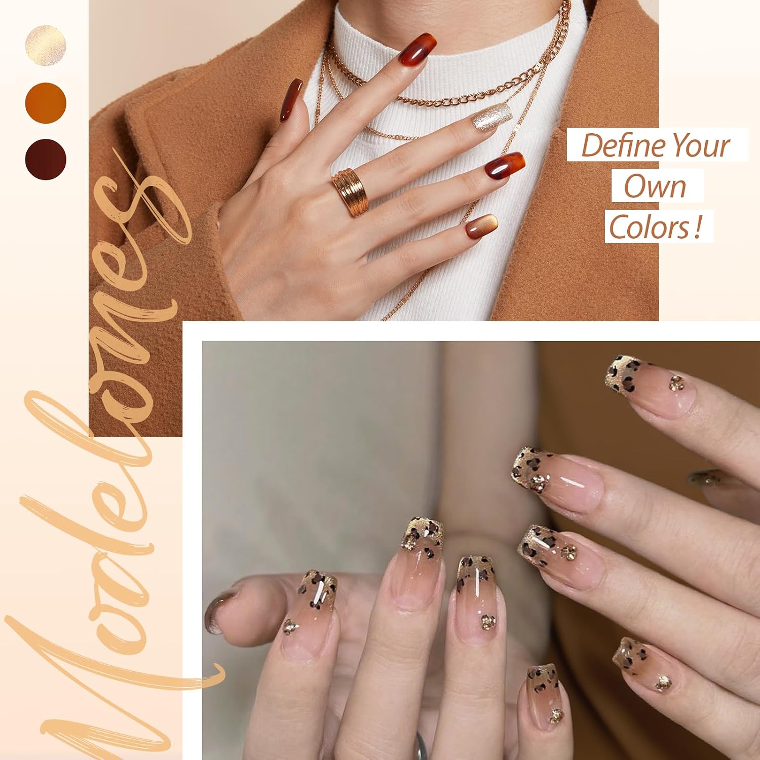 ESMALTES EN GEL MODELONES CAT EYE SET 6 COLORES NEGRO NUDE MARRÓN - 3