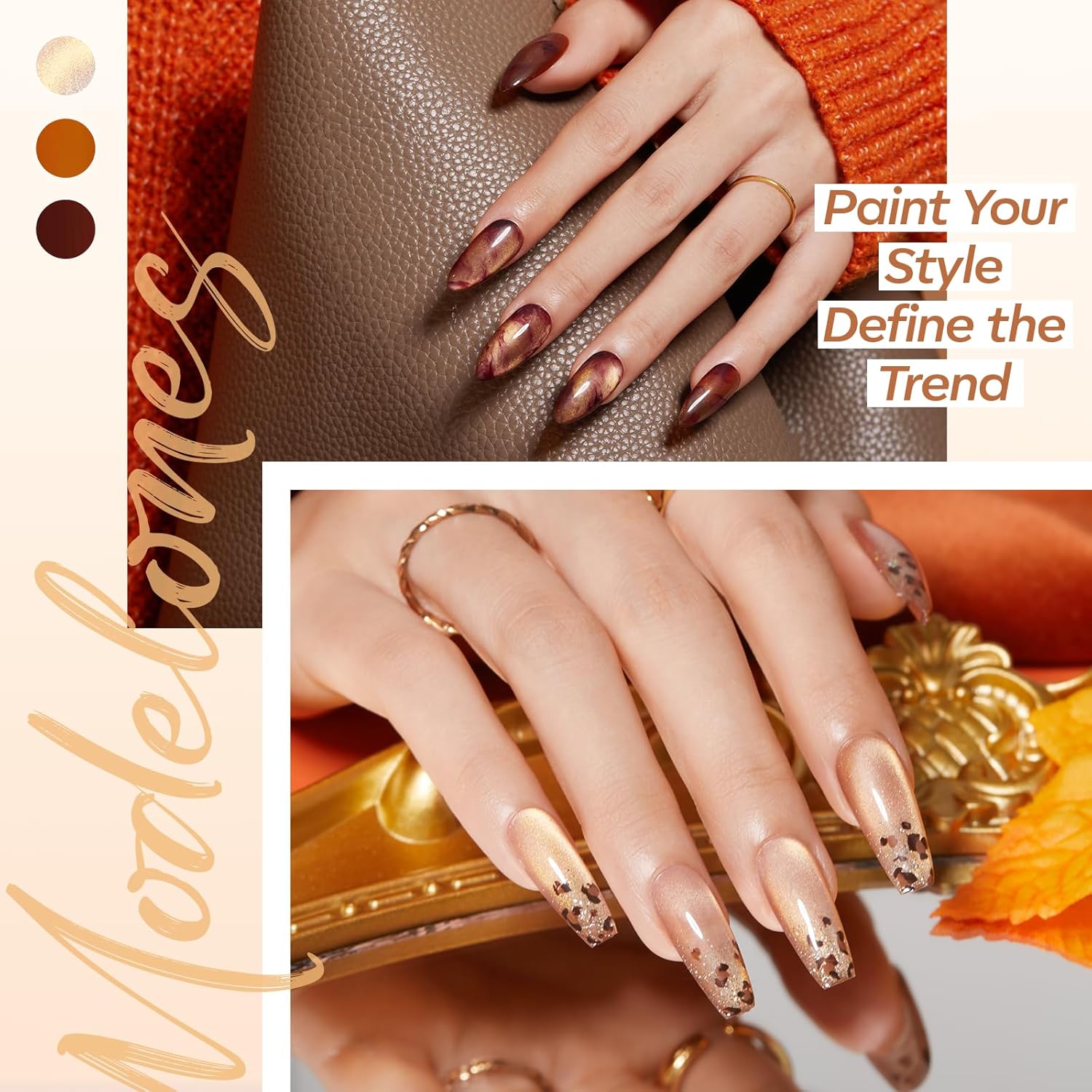 ESMALTES EN GEL MODELONES CAT EYE SET 6 COLORES NEGRO NUDE MARRÓN - 4