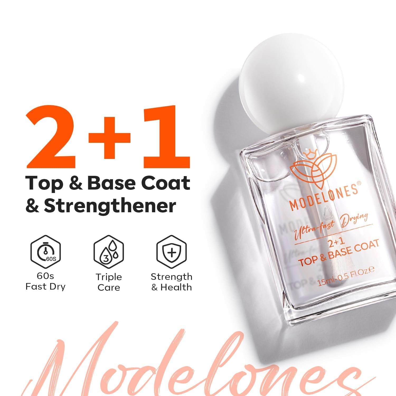 ESMALTE 3 EN 1 MODELONES TOP Y BASE COAT RÁPIDO SECADO BRILLO DURADERO - 3