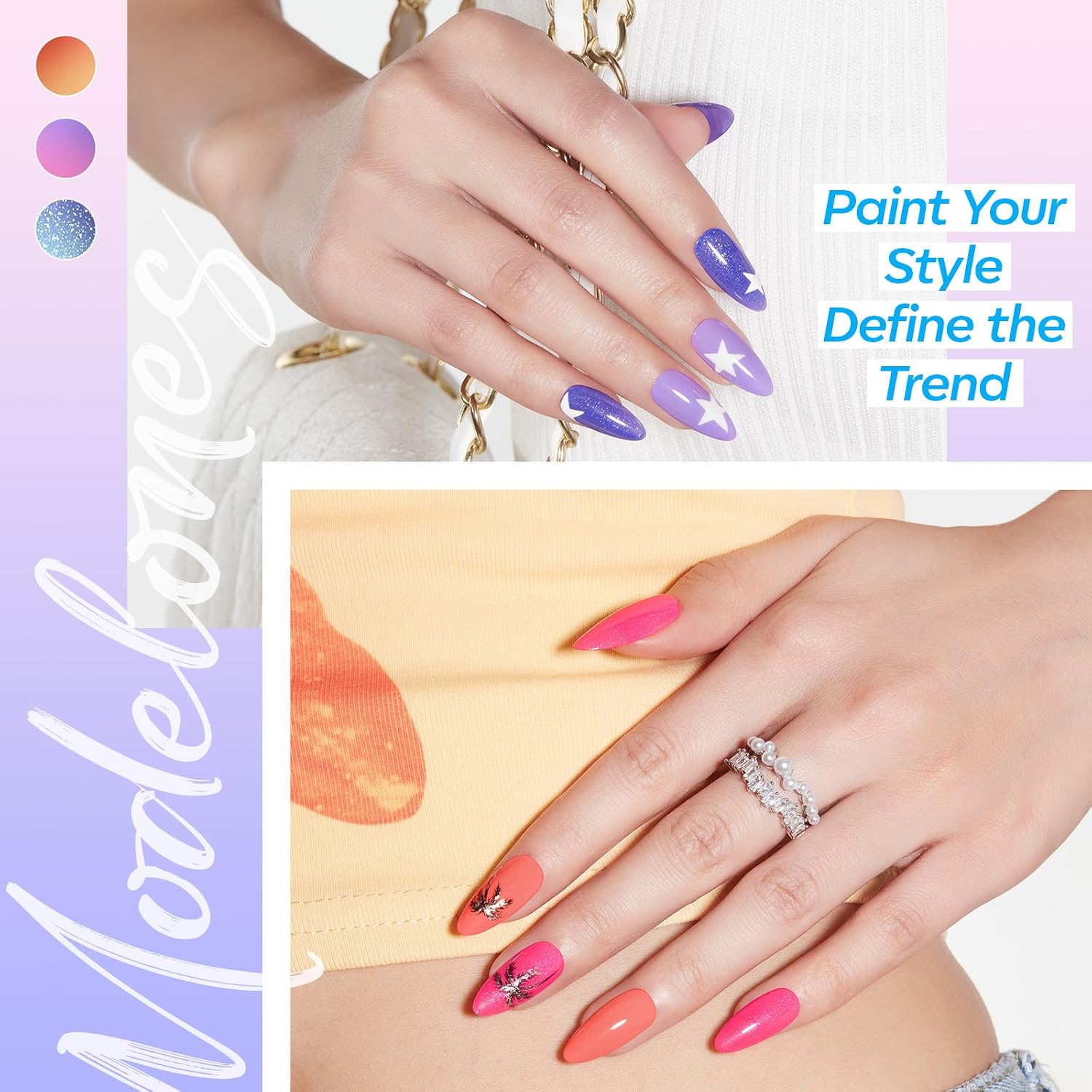 ESMALTES EN GEL MODELONES SET 6 COLORES GLITTER CAMBIO DE COLOR ROJO ROSA AZUL - 4