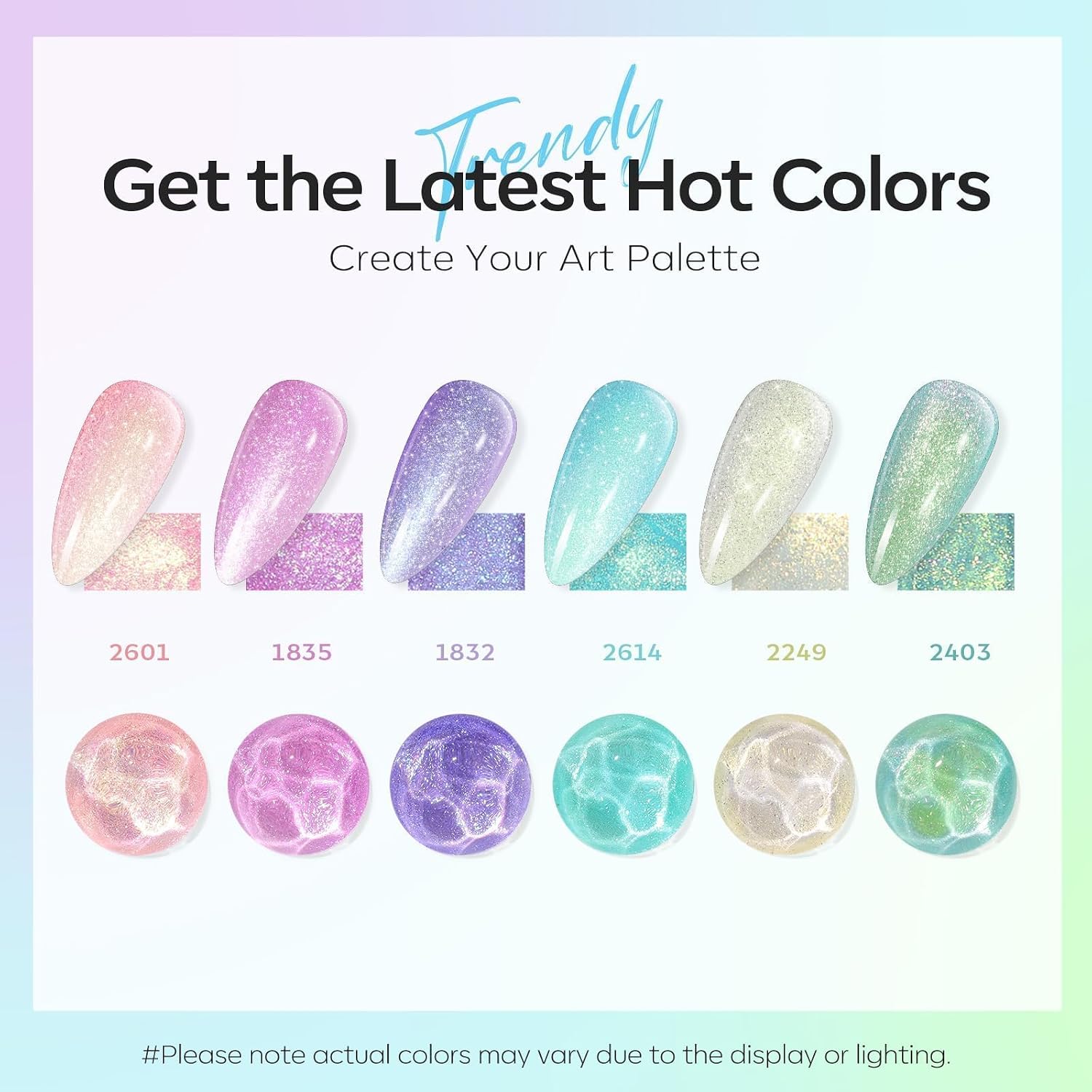 ESMALTES EN GEL MODELONES SET 6 COLORES GLITTER - 2
