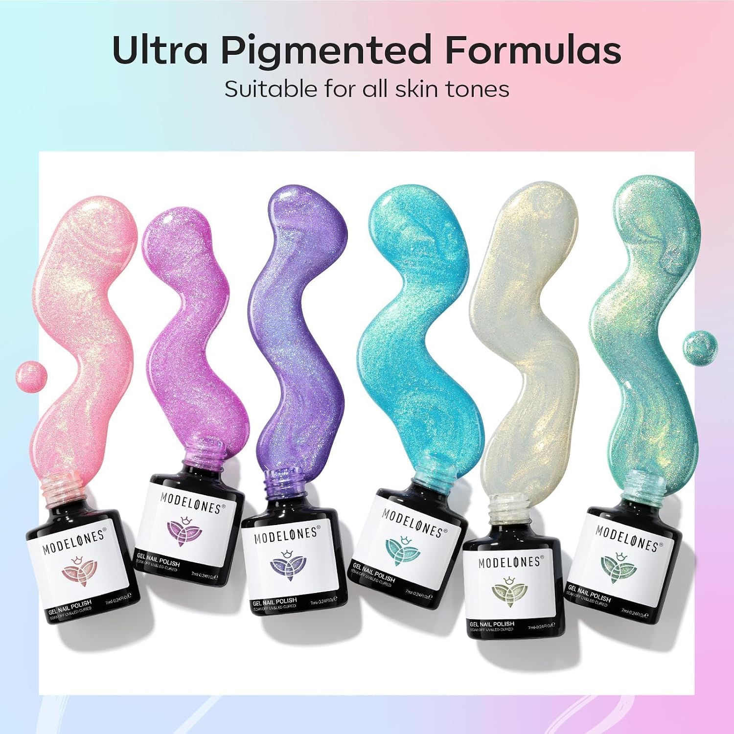 ESMALTES EN GEL MODELONES SET 6 COLORES GLITTER - 5