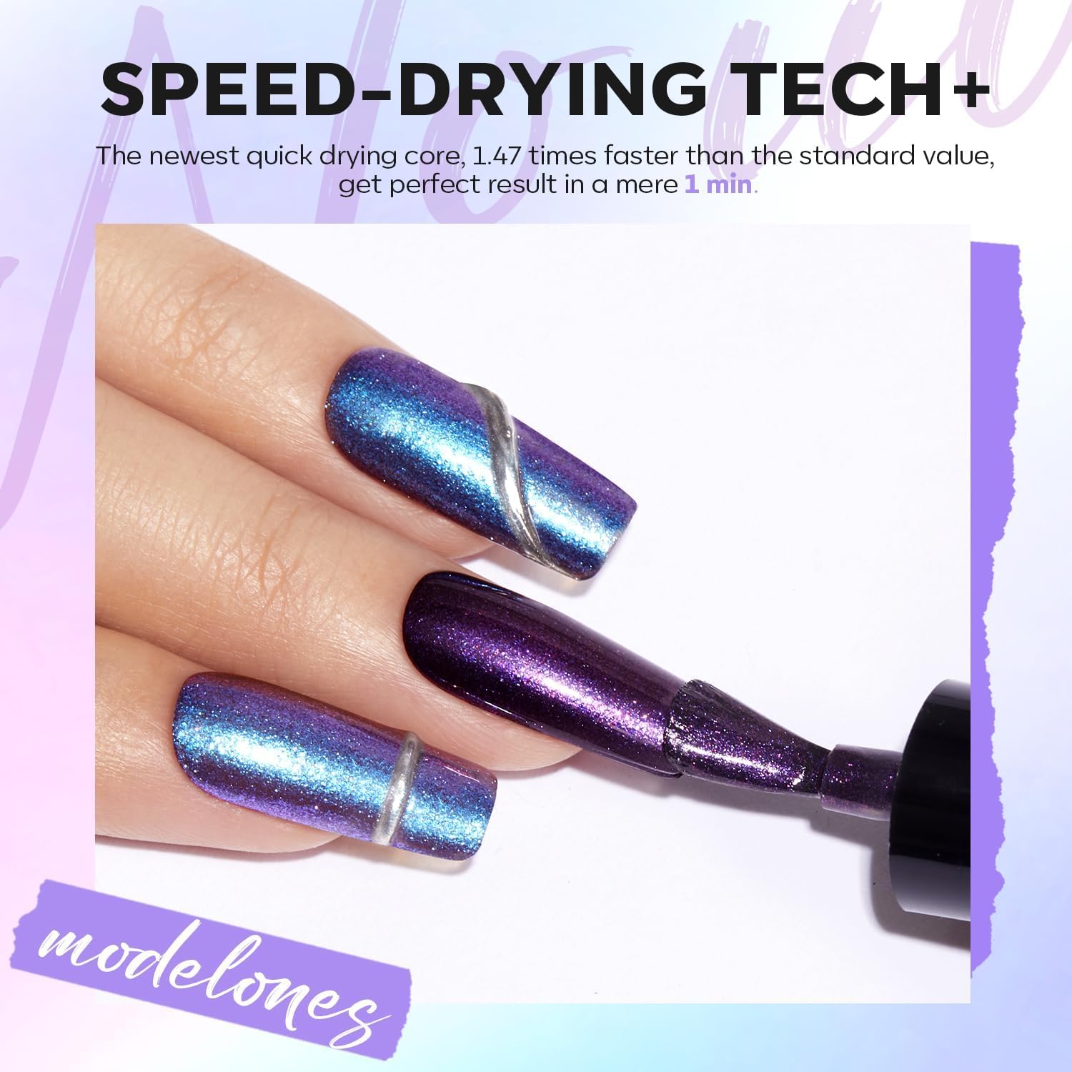 ESMALTES DE UÑAS MODELONES QUICK DRY SET 6 COLORES HOLOGRÁFICOS - 3
