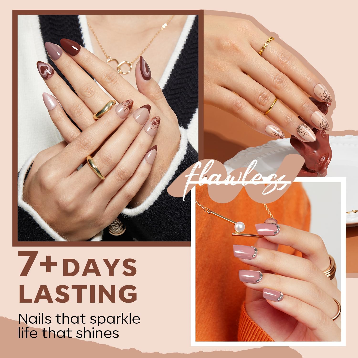 ESMALTES MODELONES SET 6 COLORES MARRÓN NUDE BURDEOS SECADO RÁPIDO - 3