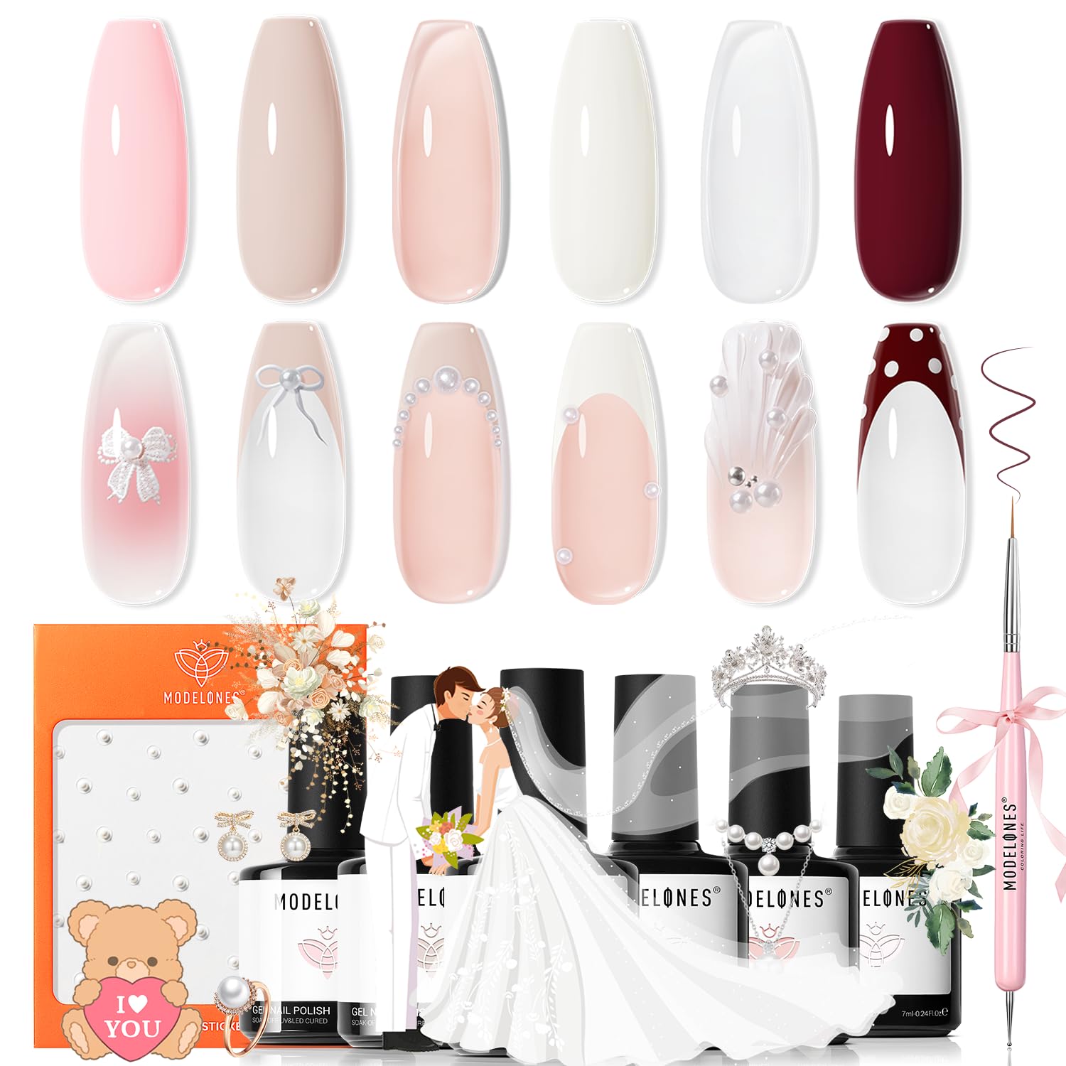 ESMALTES EN GEL MODELONES SET JELLY NUDE 6 COLORES - 1