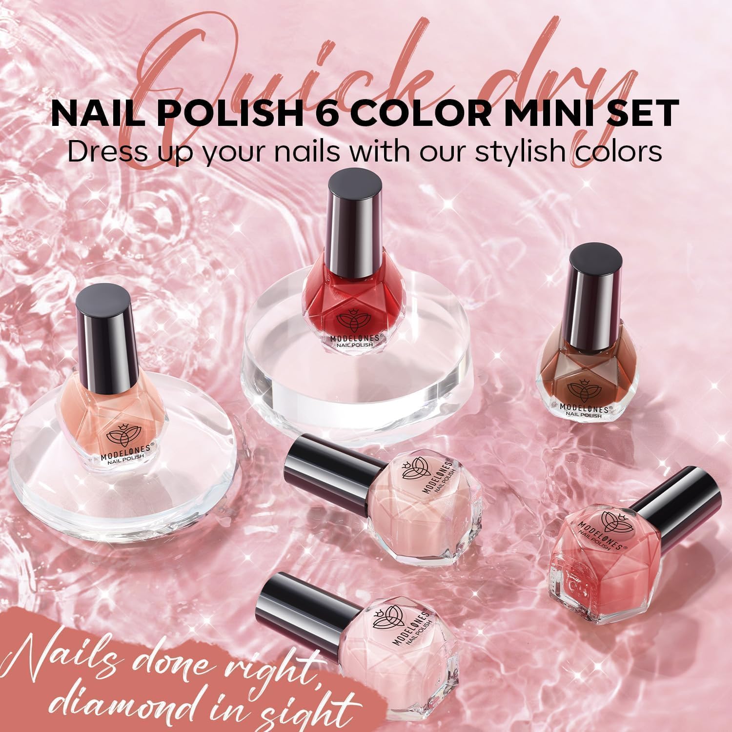 ESMALTES DE UÑAS MODELONES JELLY 6 COLORES NUDE ROSADO SECADO RÁPIDO - 4