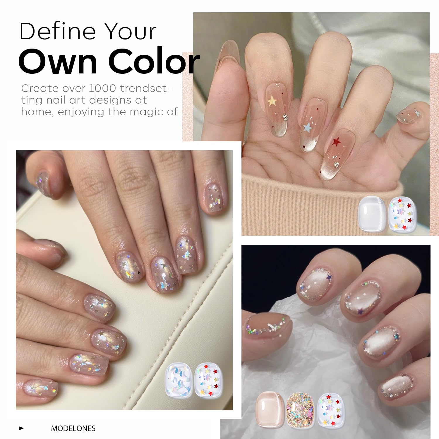 ESMALTES EN GEL MODELONES CAT EYE SET 6 COLORES NUDE Y MARRÓN CON GLITTER - 3