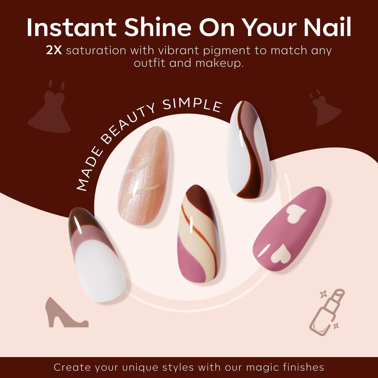 ESMALTES EN GEL MODELONES SET GLITTER NUDE 6 COLORES PÚRPURA Y MARRÓN - 4