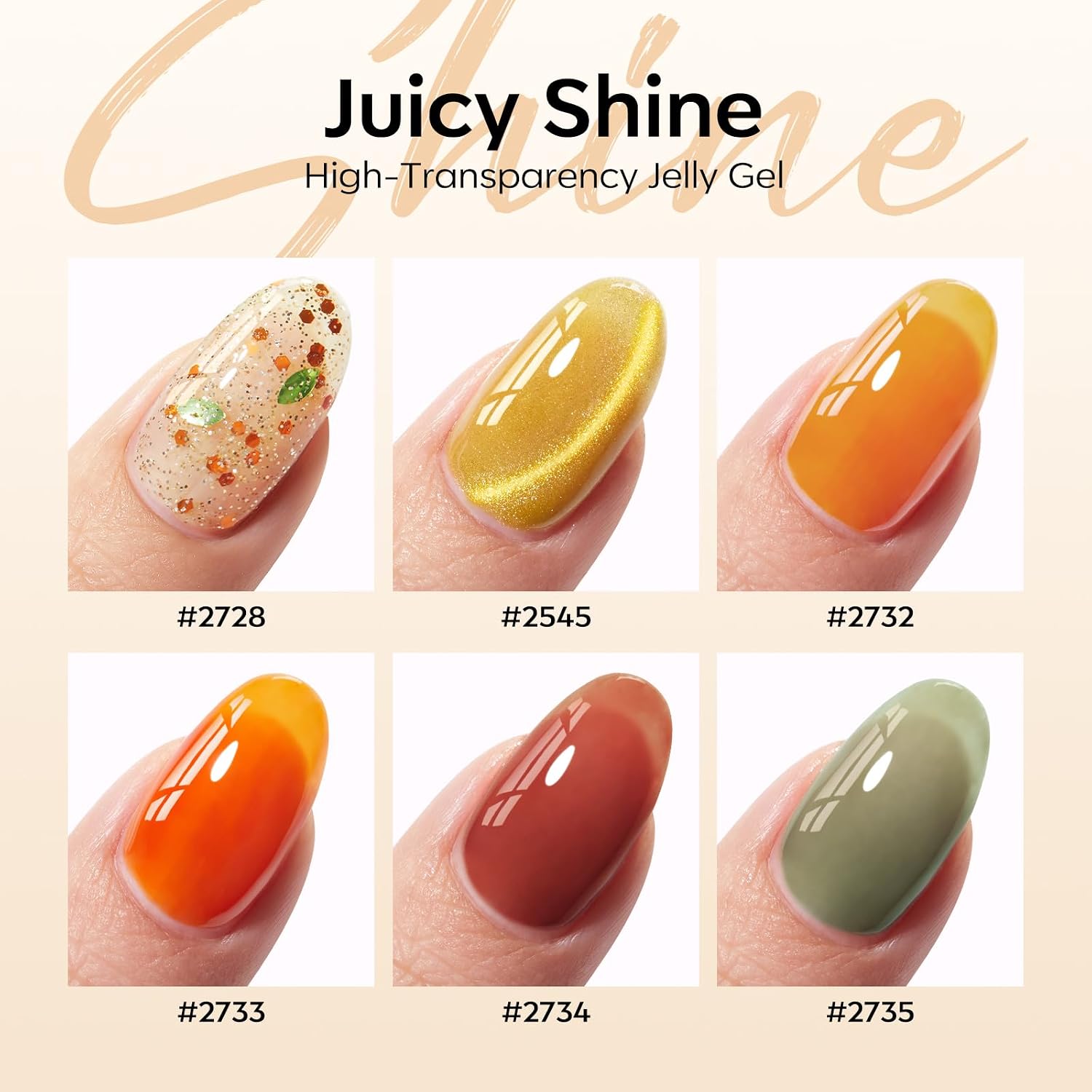 ESMALTES EN GEL MODELONES CAT EYE JELLY 6 COLORES VERDE NARANJA AMARILLO - 2