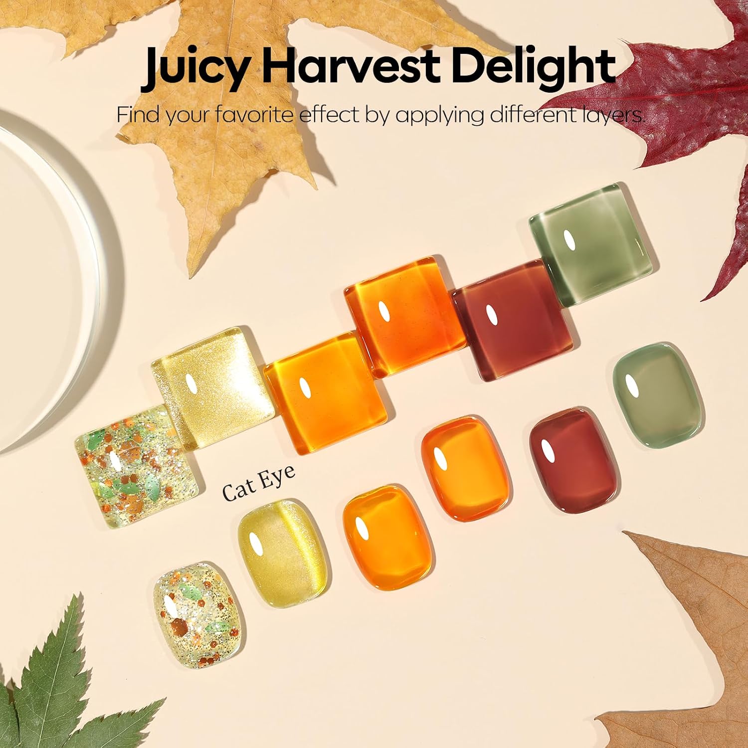 ESMALTES EN GEL MODELONES CAT EYE JELLY 6 COLORES VERDE NARANJA AMARILLO - 5