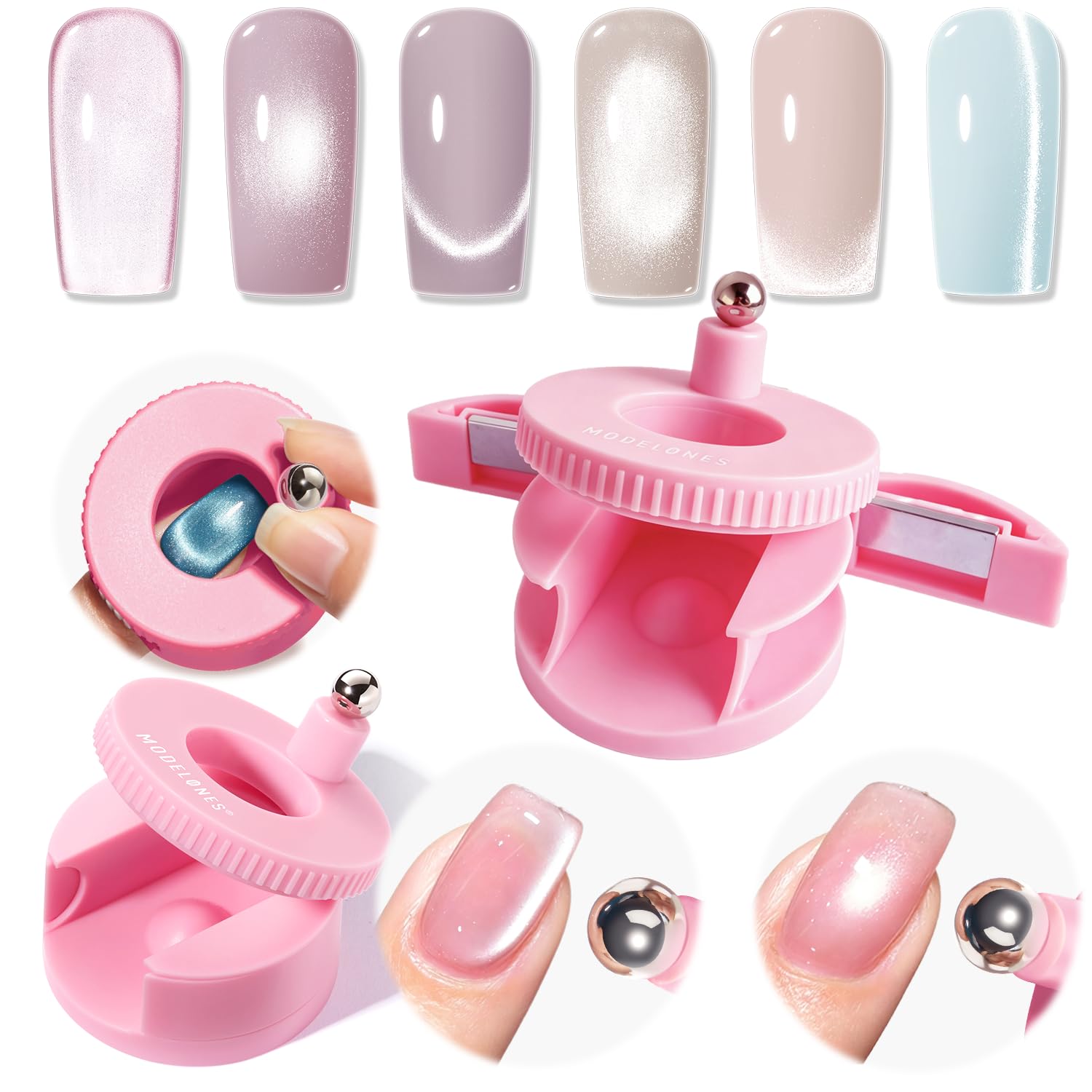 SET DE ESMALTES EN GEL MODELONES NUDE 6 COLORES ROSADO BEBÉ BLANCO - 2