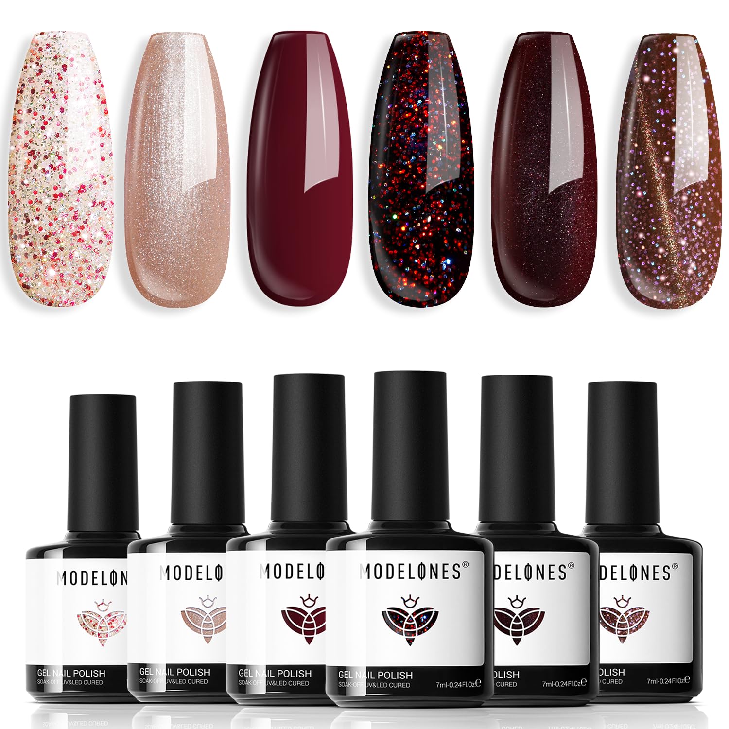 SET DE ESMALTES EN GEL MODELONES NUDE 6 COLORES ROSADO BEBÉ BLANCO - 3