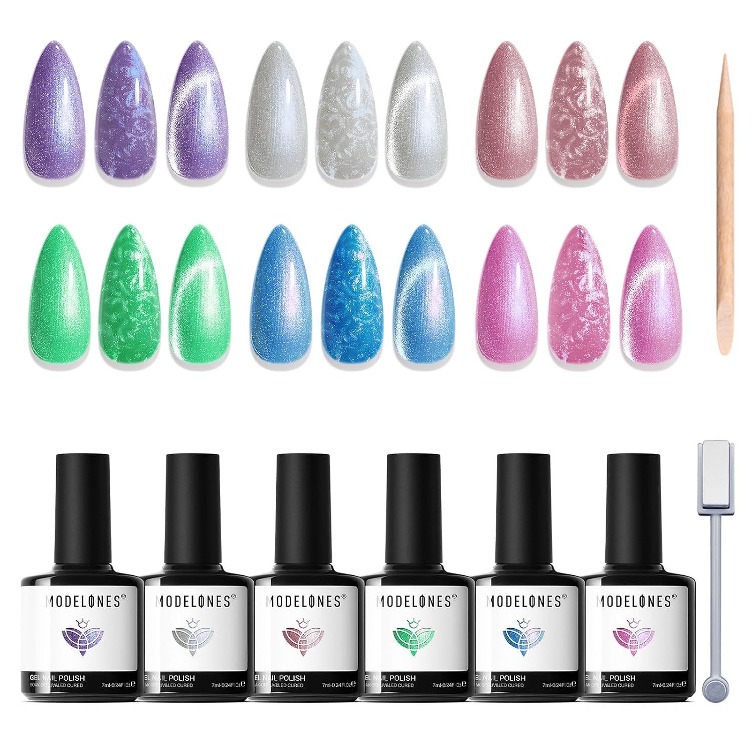 SET DE ESMALTES EN GEL MODELONES NUDE 6 COLORES ROSADO BEBÉ BLANCO - 4