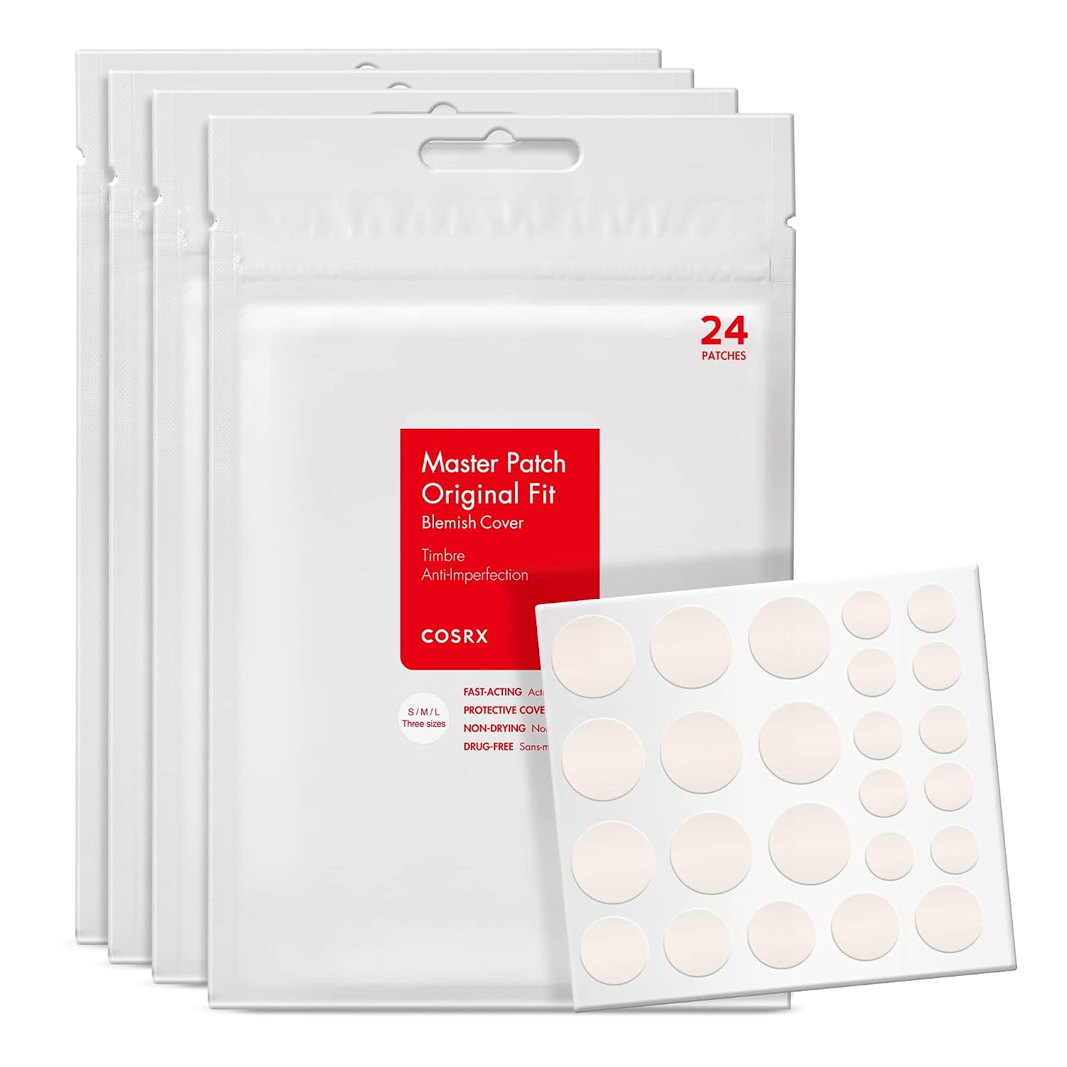PARCHE PARA ACNÉ COSRX ACNE PIMPLE PATCHES HYDROCOLLOID 96 UNIDADES - 1