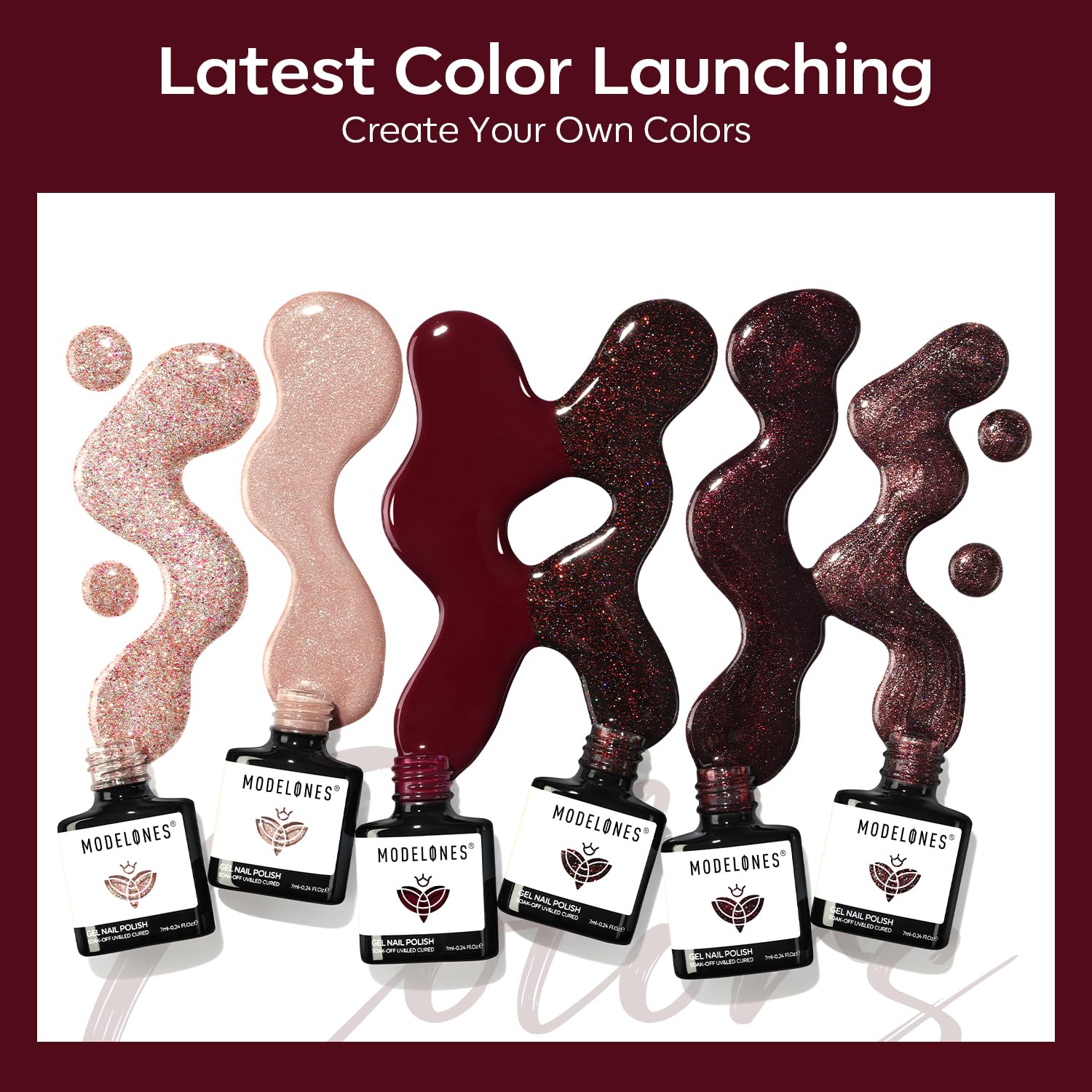 ESMALTES EN GEL MODELONES CAT EYE SET GLITTER 6 COLORES BURDEOS - 4