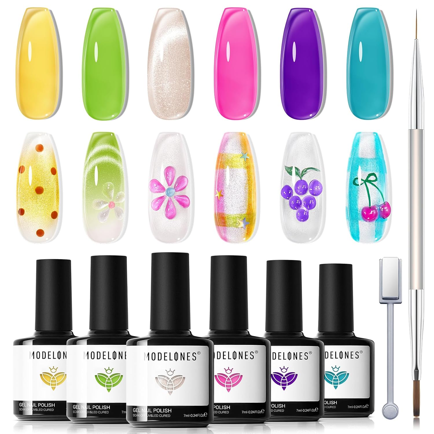 ESMALTES EN GEL MODELONES CAT EYE SET 6 COLORES JELLY - 1