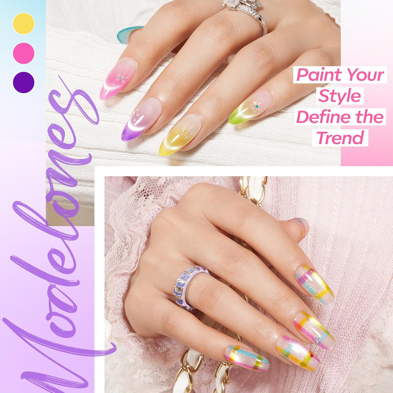 ESMALTES EN GEL MODELONES CAT EYE SET 6 COLORES JELLY - 4
