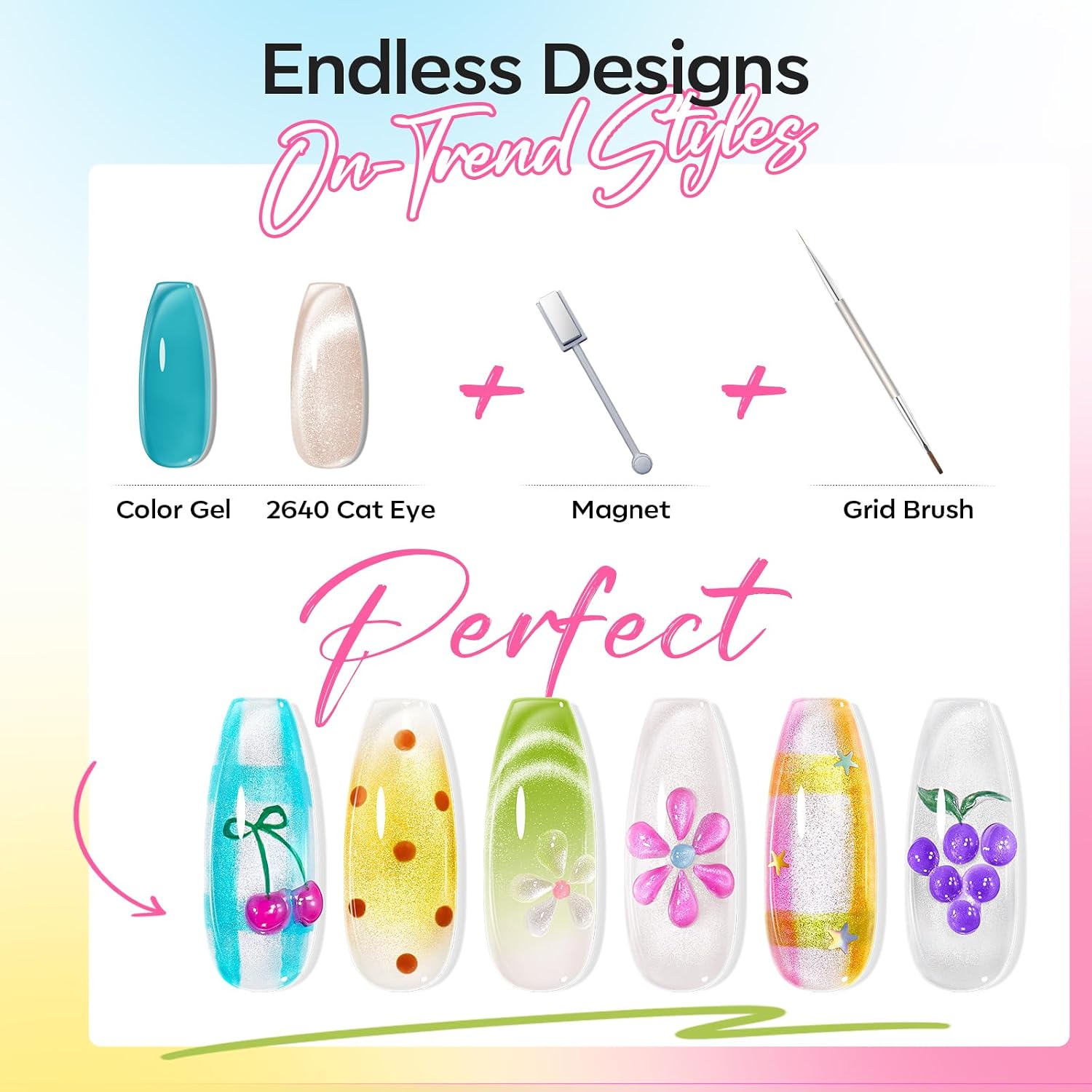 ESMALTES EN GEL MODELONES CAT EYE SET 6 COLORES JELLY - 5