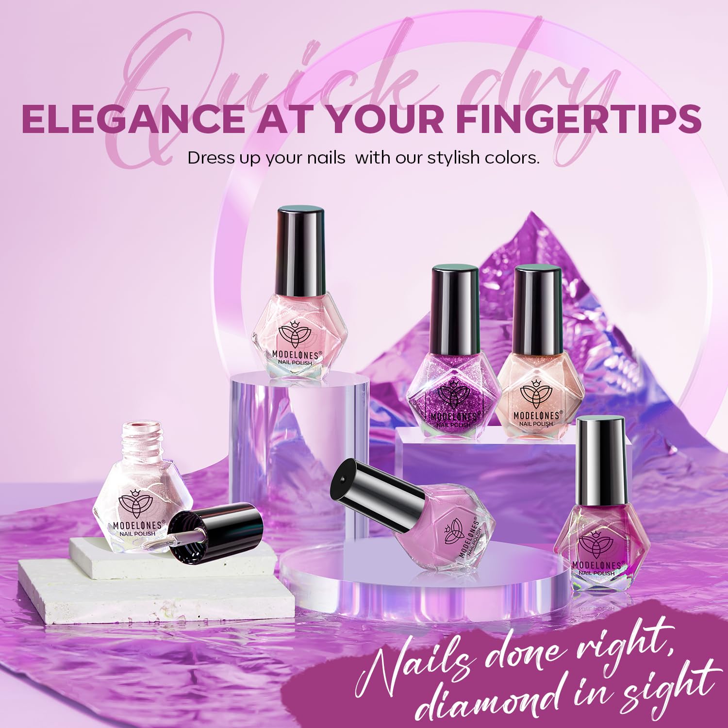 ESMALTES MODELONES SET 6 COLORES PÚRPURA OTOÑO NUDE ROSADO - 5