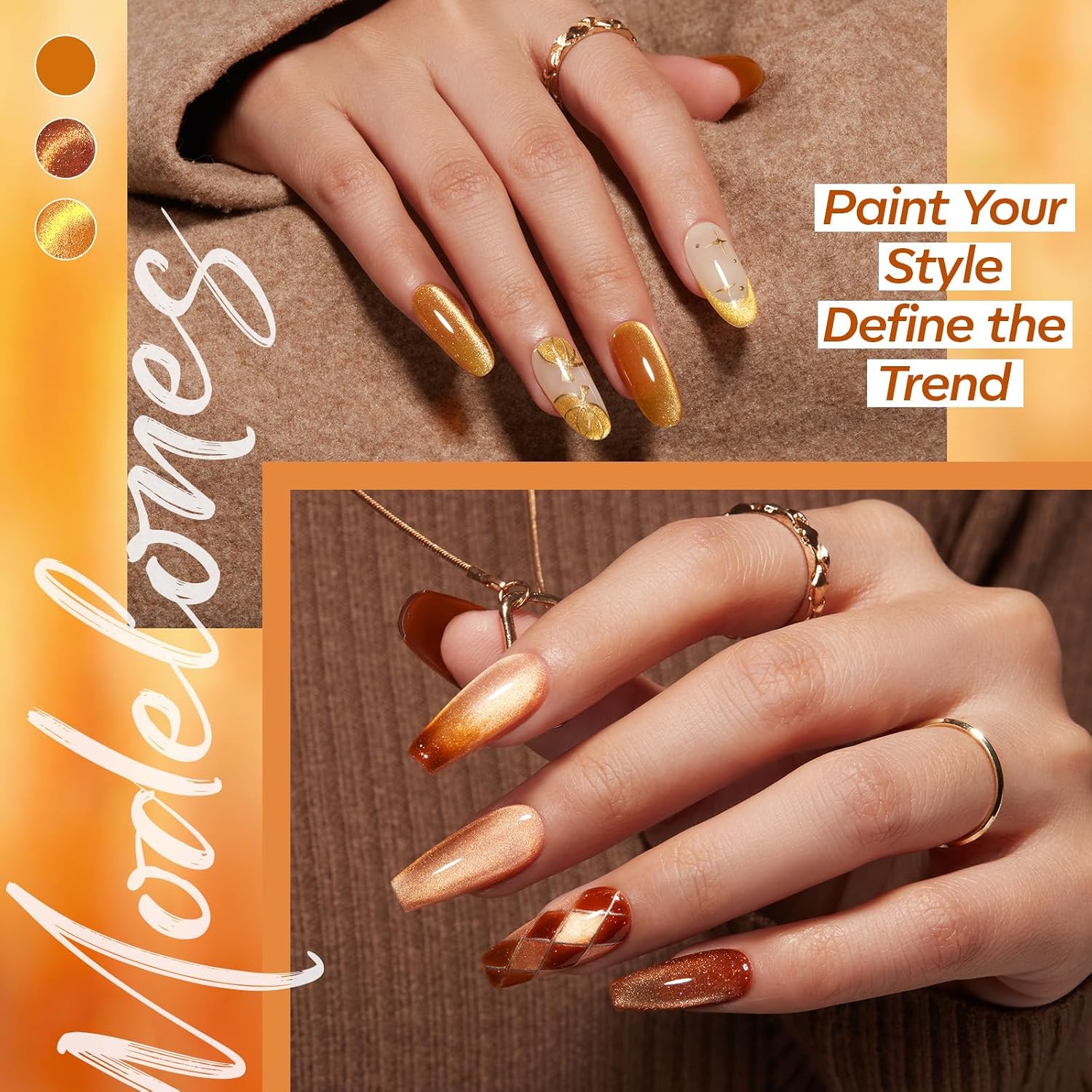 ESMALTES EN GEL MODELONES CAT EYE SET 6 COLORES MARRÓN DORADO OSCURO - 2