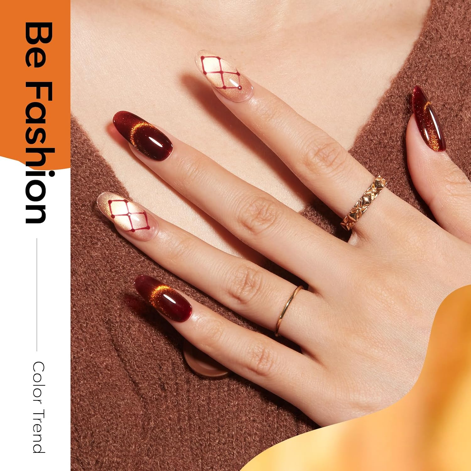 ESMALTES EN GEL MODELONES CAT EYE SET 6 COLORES MARRÓN DORADO OSCURO - 3