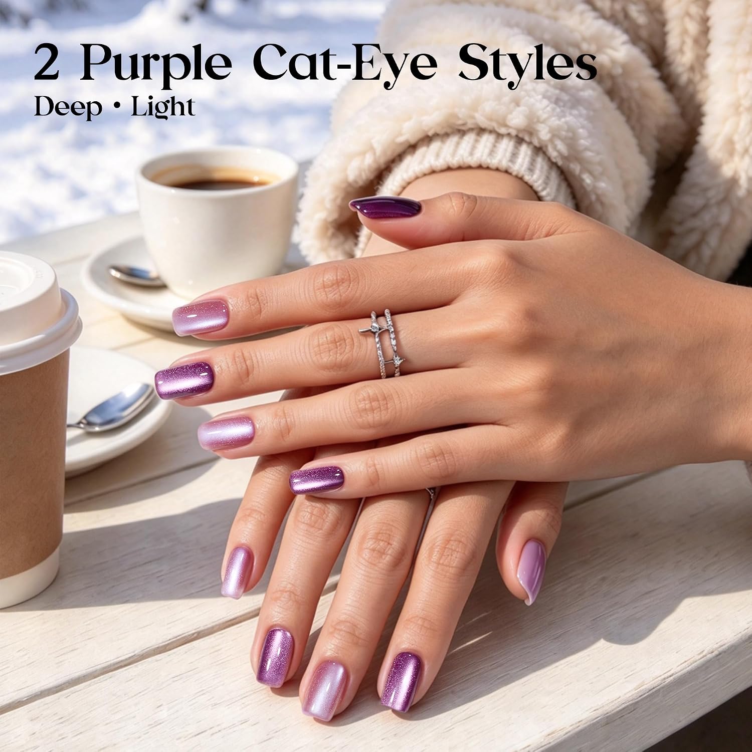 UÑAS POSTIZAS BEETLES PURPLE PRESS ON CORTAS SQUOVAL 160 PIEZAS 5 COLORES - 3