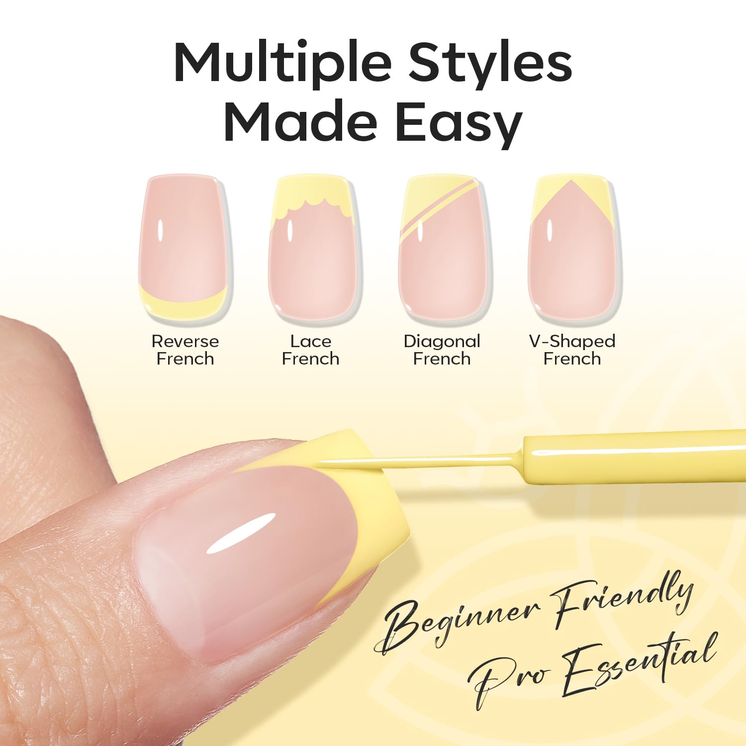 ESMALTE EN GEL MODELONES BUTTER YELLOW FRENCH TIP LINER 15ML PINCEL FINO - 2