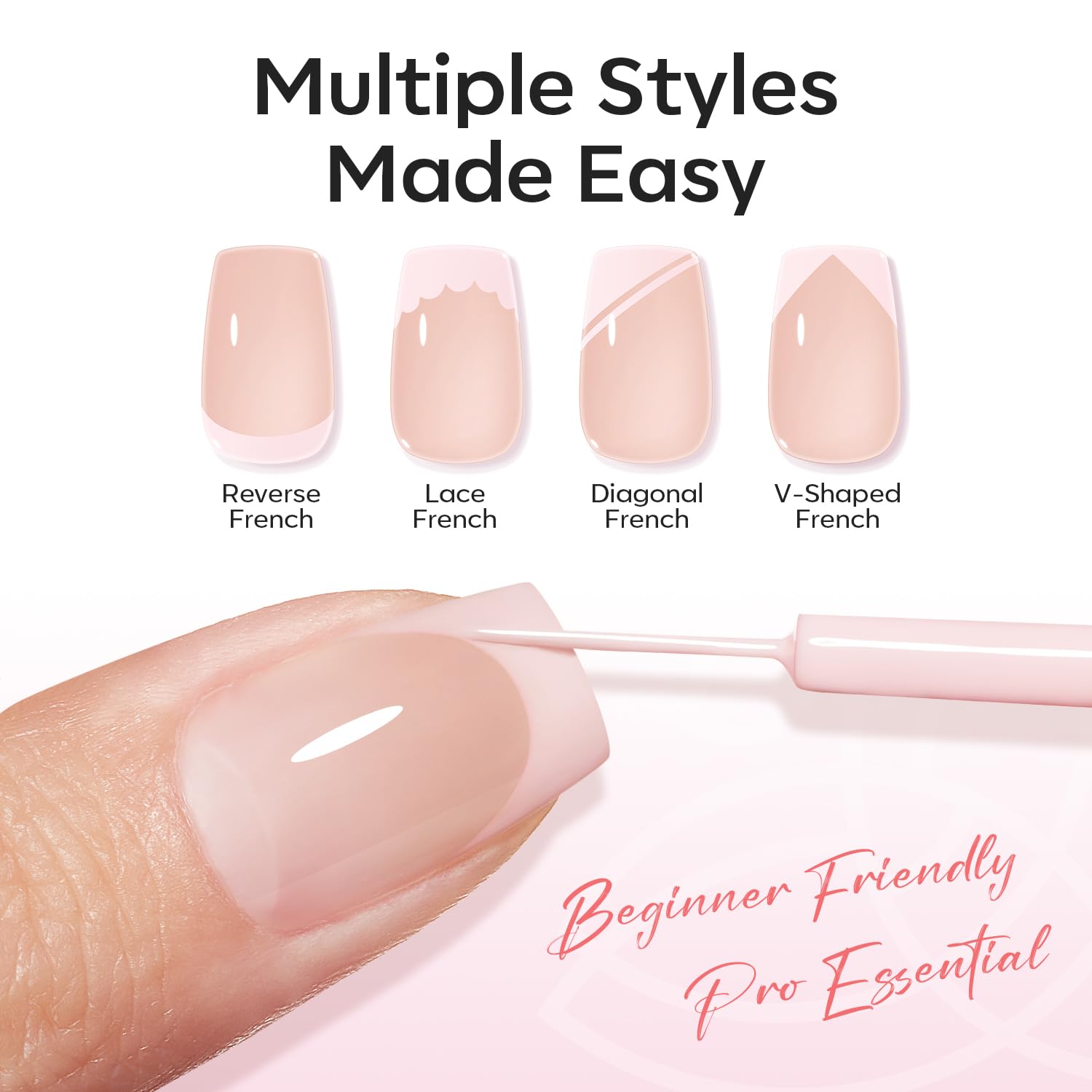 ESMALTE EN GEL MODELONES PINK FRENCH TIP LINER 15ML CON PINCEL FINO INCORPORADO - 2