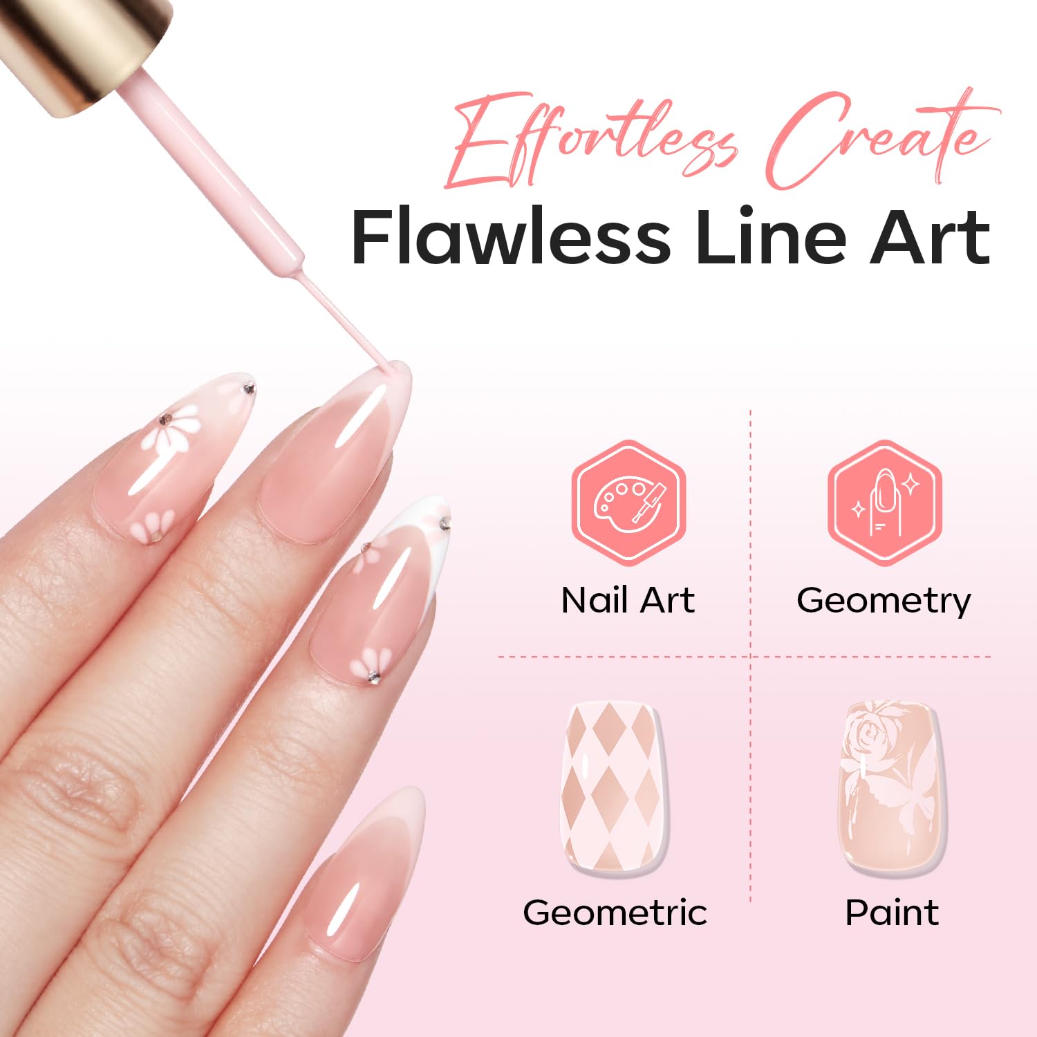 ESMALTE EN GEL MODELONES PINK FRENCH TIP LINER 15ML CON PINCEL FINO INCORPORADO - 3