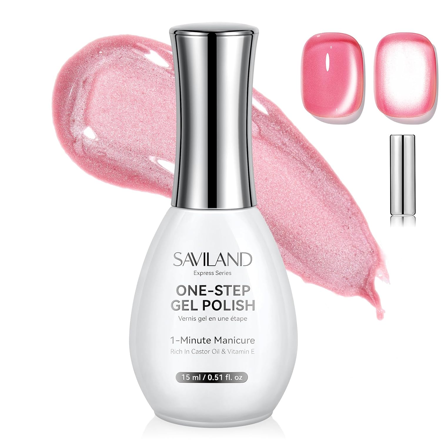 ESMALTE DE UÑAS GEL SAVILAND CAT EYE ROSADO 15 ML - 1