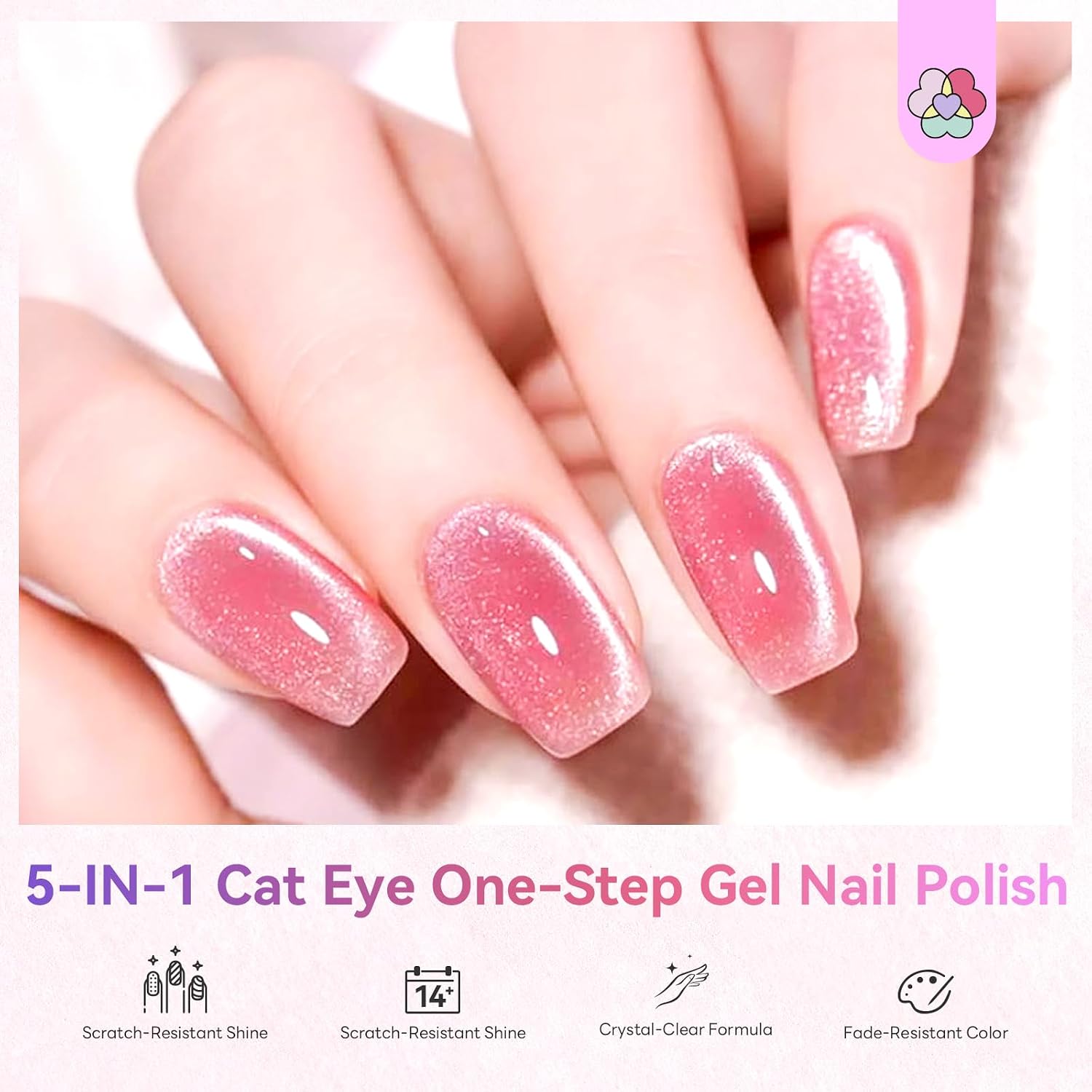 ESMALTE DE UÑAS GEL SAVILAND CAT EYE ROSADO 15 ML - 2