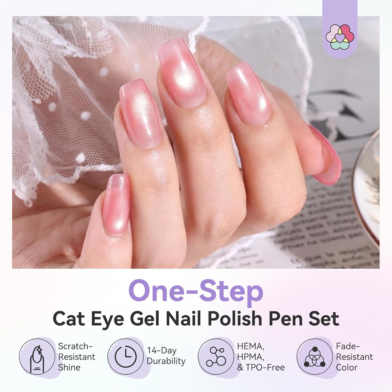 ESMALTES SAVILAND CAT EYE ONE-STEP GEL NAIL POLISH PENS SET 6 COLORES NUDE TRANSLÚCIDOS - 2