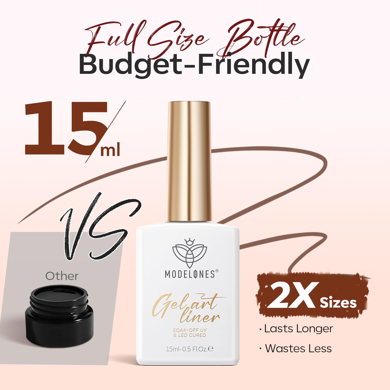 ESMALTE GEL PARA UÑAS MODELONES BROWN FRENCH TIP LINER 15ML CON PINCEL DETALLADOR - 4