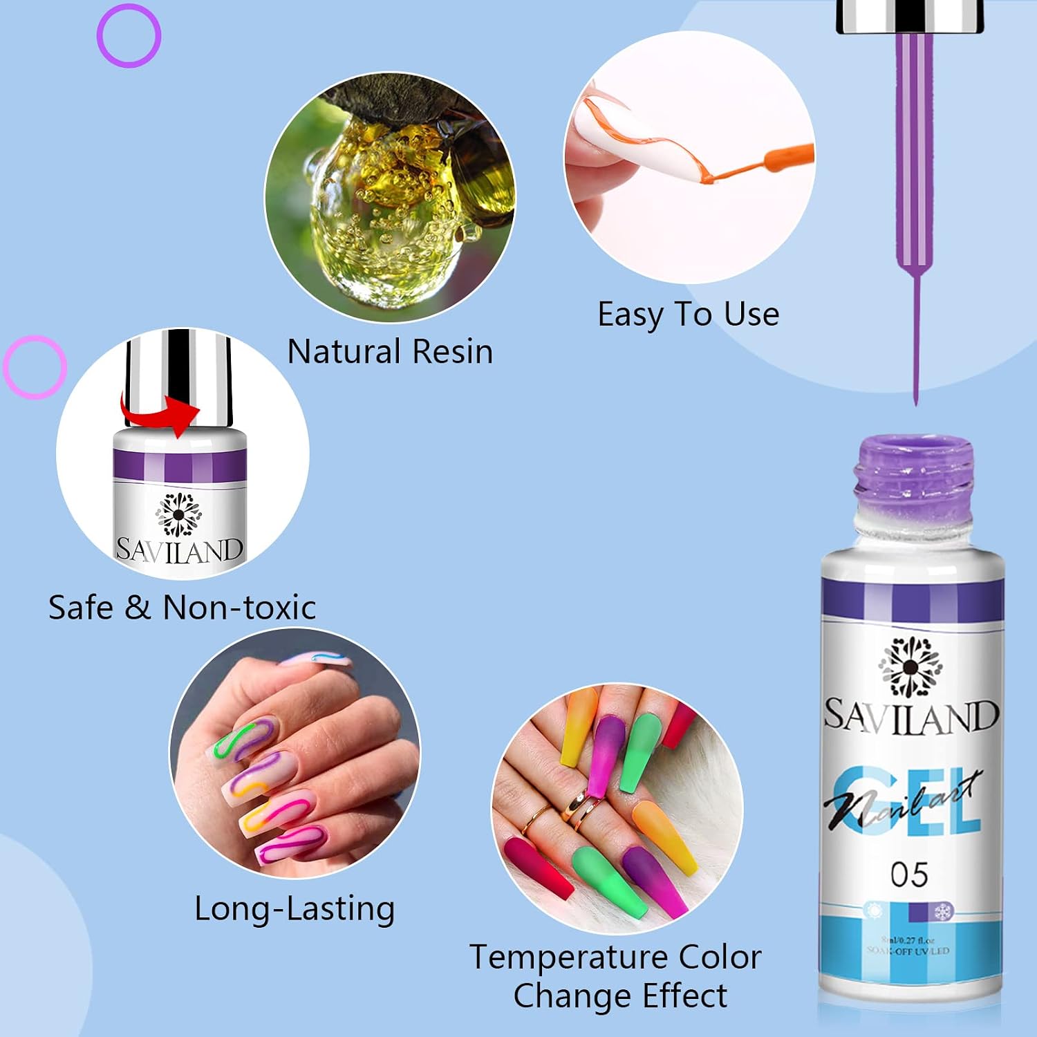 ESMALTE DE UÑAS SAVILAND GEL CAMBIO DE COLOR POR TEMPERATURA 6 COLORES - 4