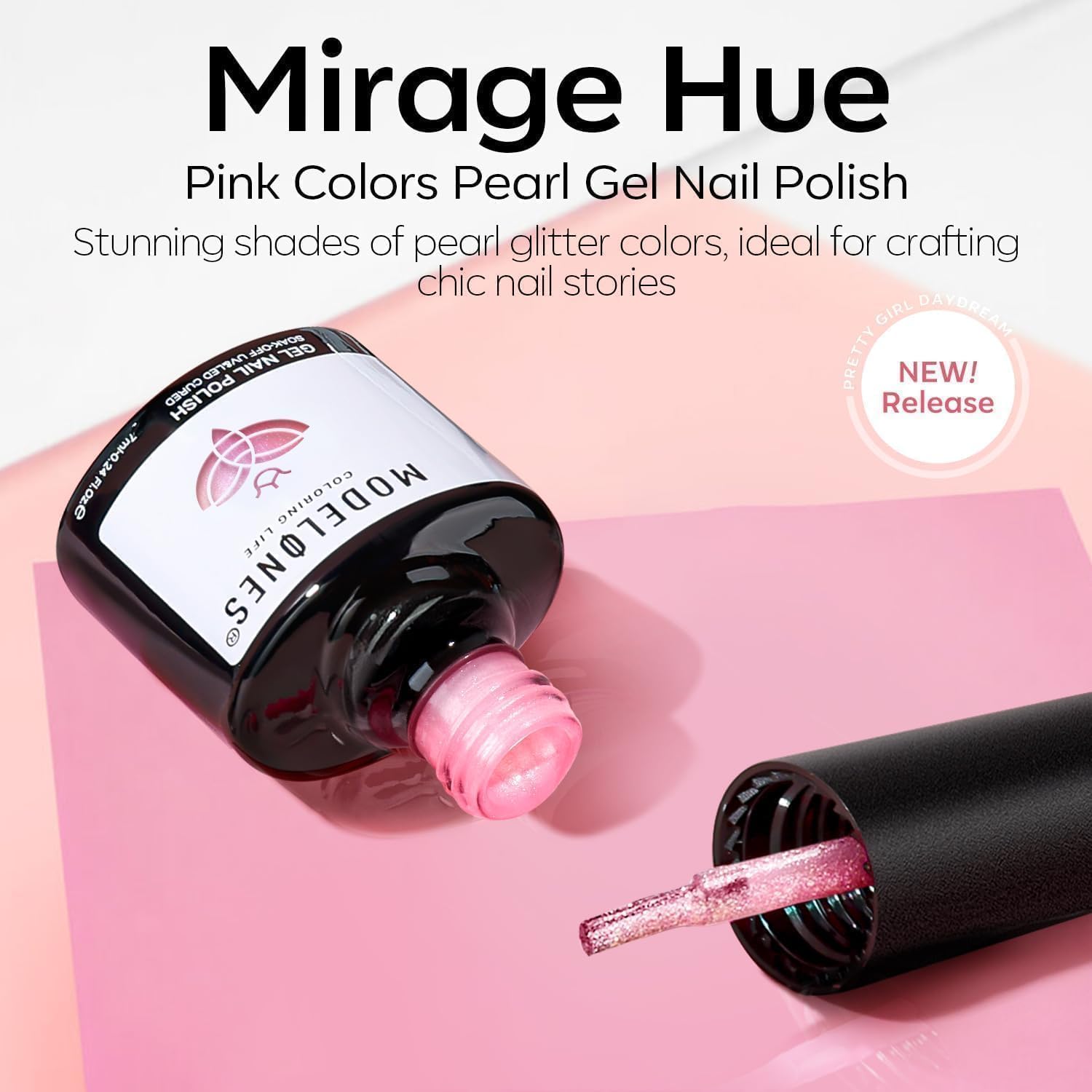 ESMALTE EN GEL MODELONES GLITTER PASTEL ROSADO - 3