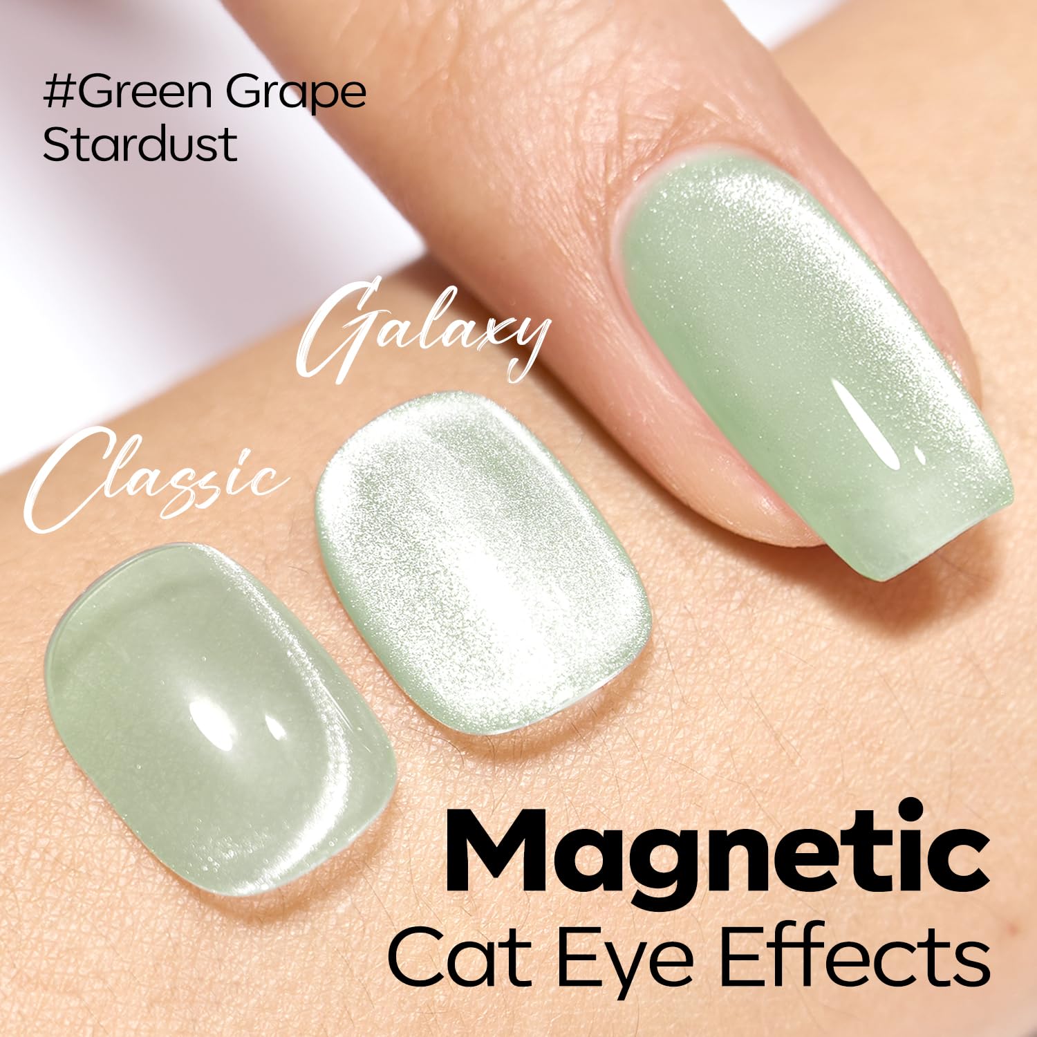 ESMALTE EN GEL MODELONES CAT EYE GREEN GRAPES GLITTER MAGNÉTICO 15 ML - 2