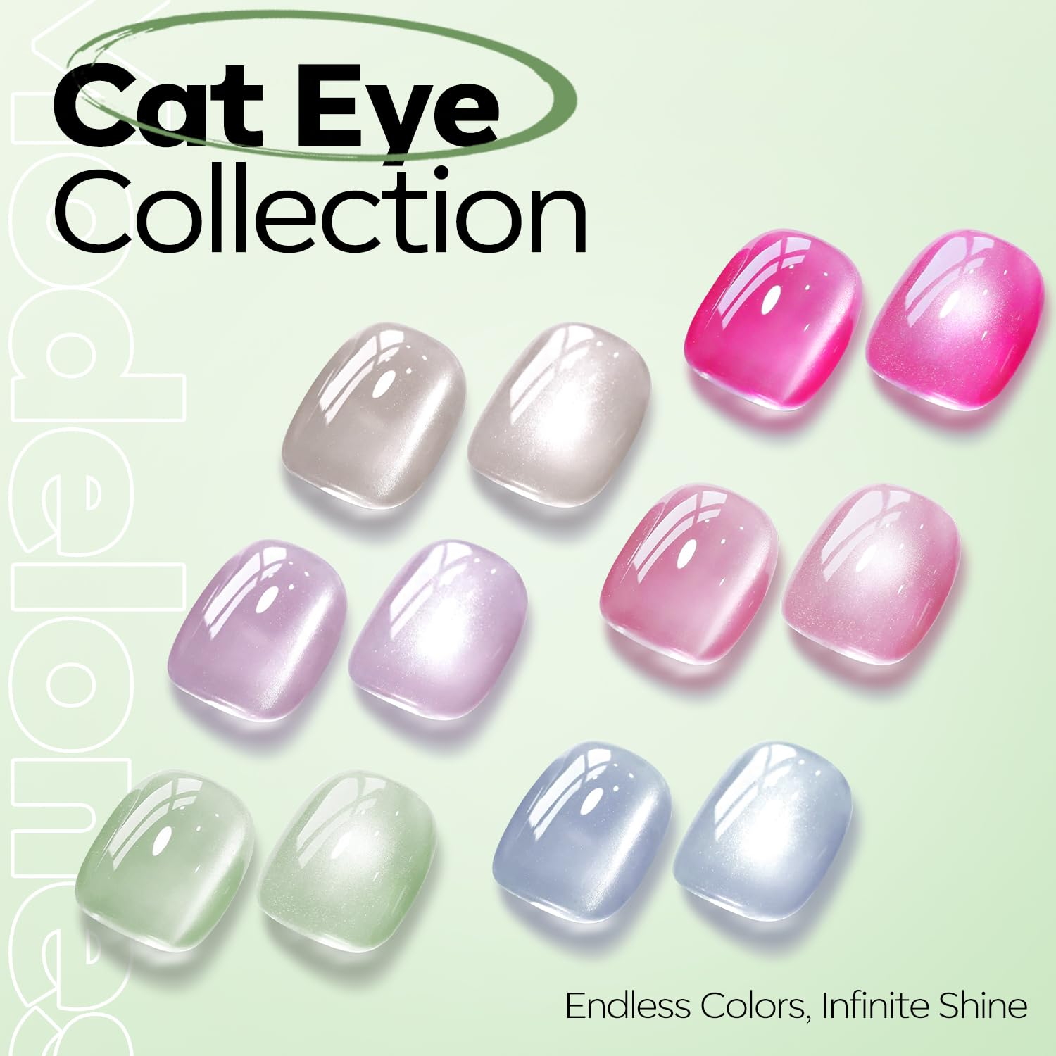 ESMALTE EN GEL MODELONES CAT EYE GREEN GRAPES GLITTER MAGNÉTICO 15 ML - 5