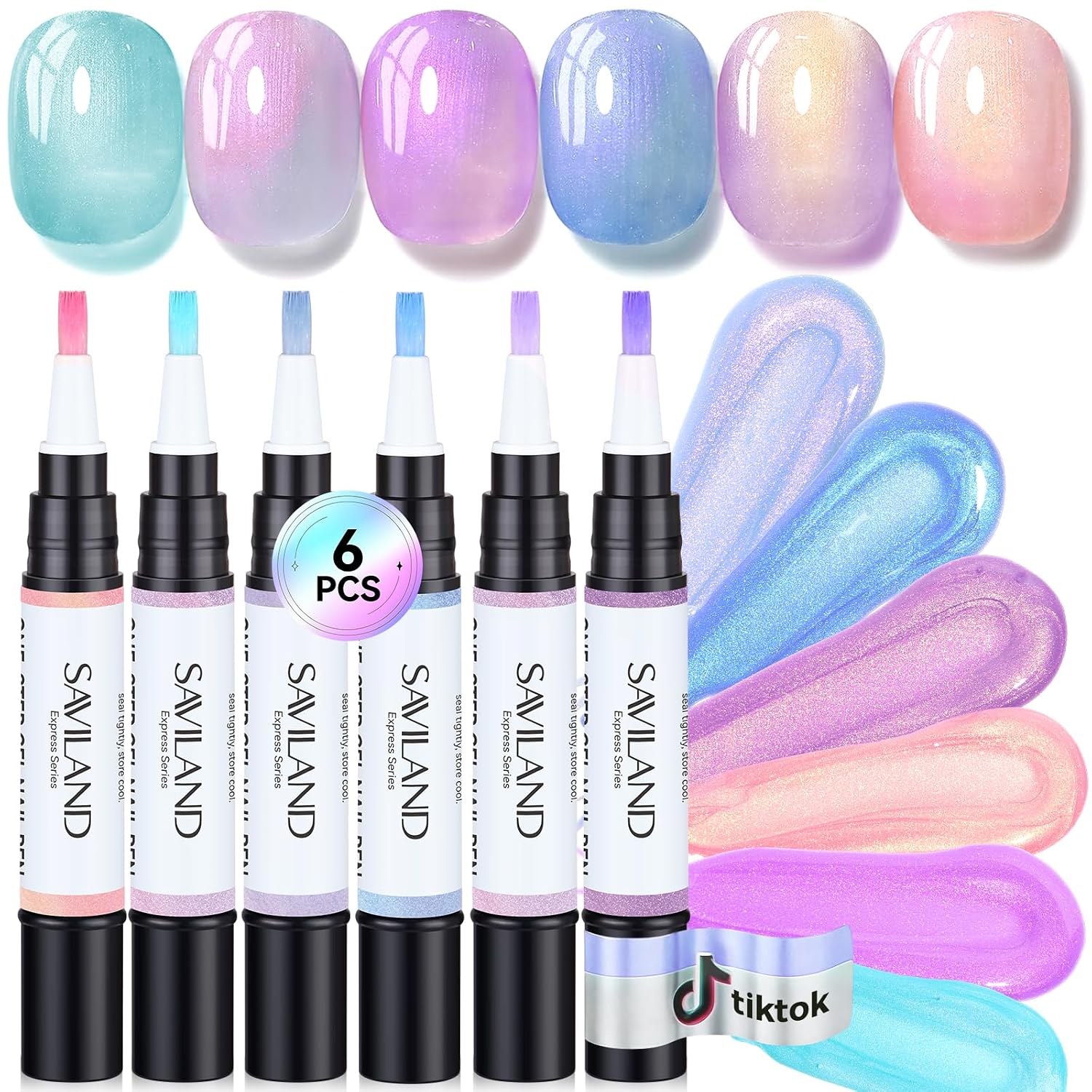 ESMALTES EN GEL SAVILAND ONE-STEP SET 6 COLORES PERLA ROSA AZUL - 1